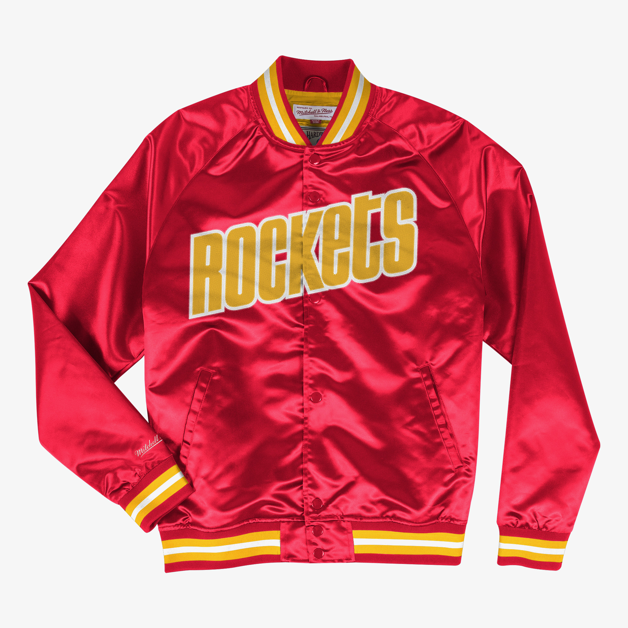 Houston Rockets Mitchell & Ness Lightweight Satin Jacket - Scarlet - Mens, , rebel_hi-res