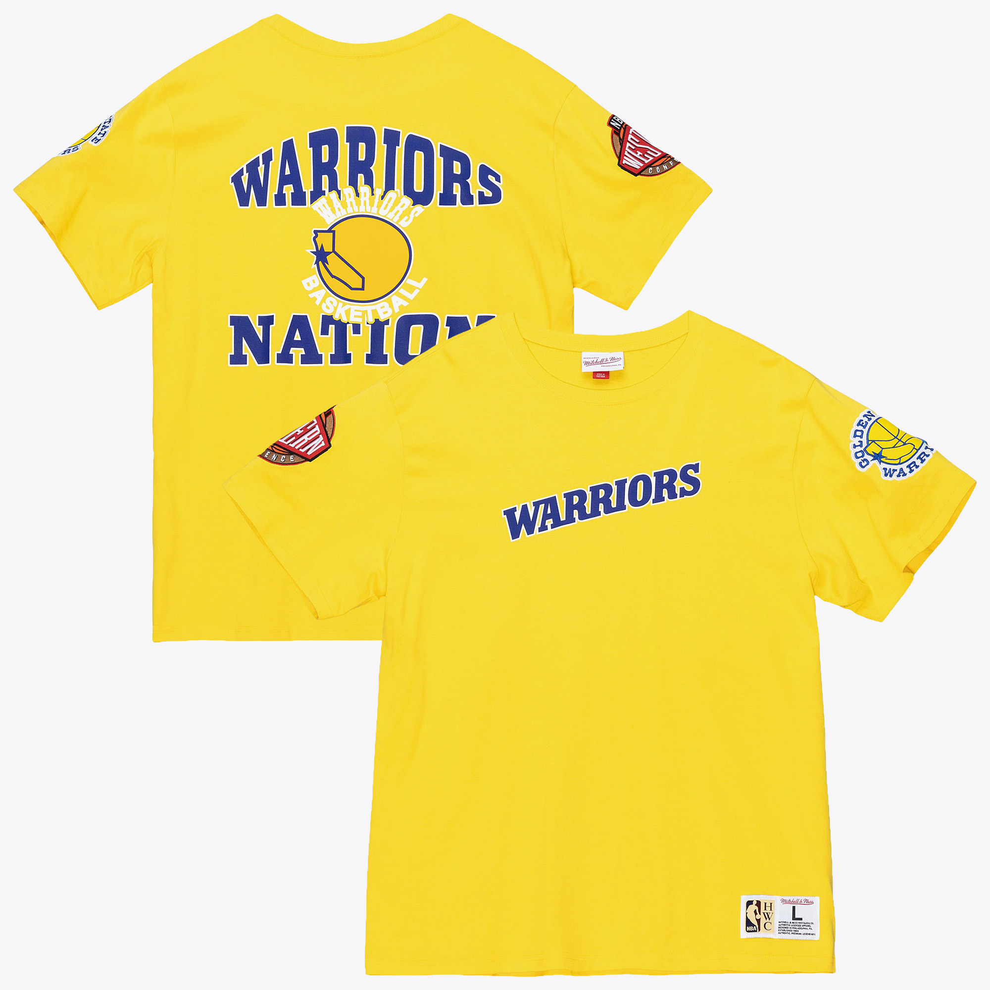 Golden State Warriors Mitchell & Ness Team Origins Top - Gold - Mens, , rebel_hi-res