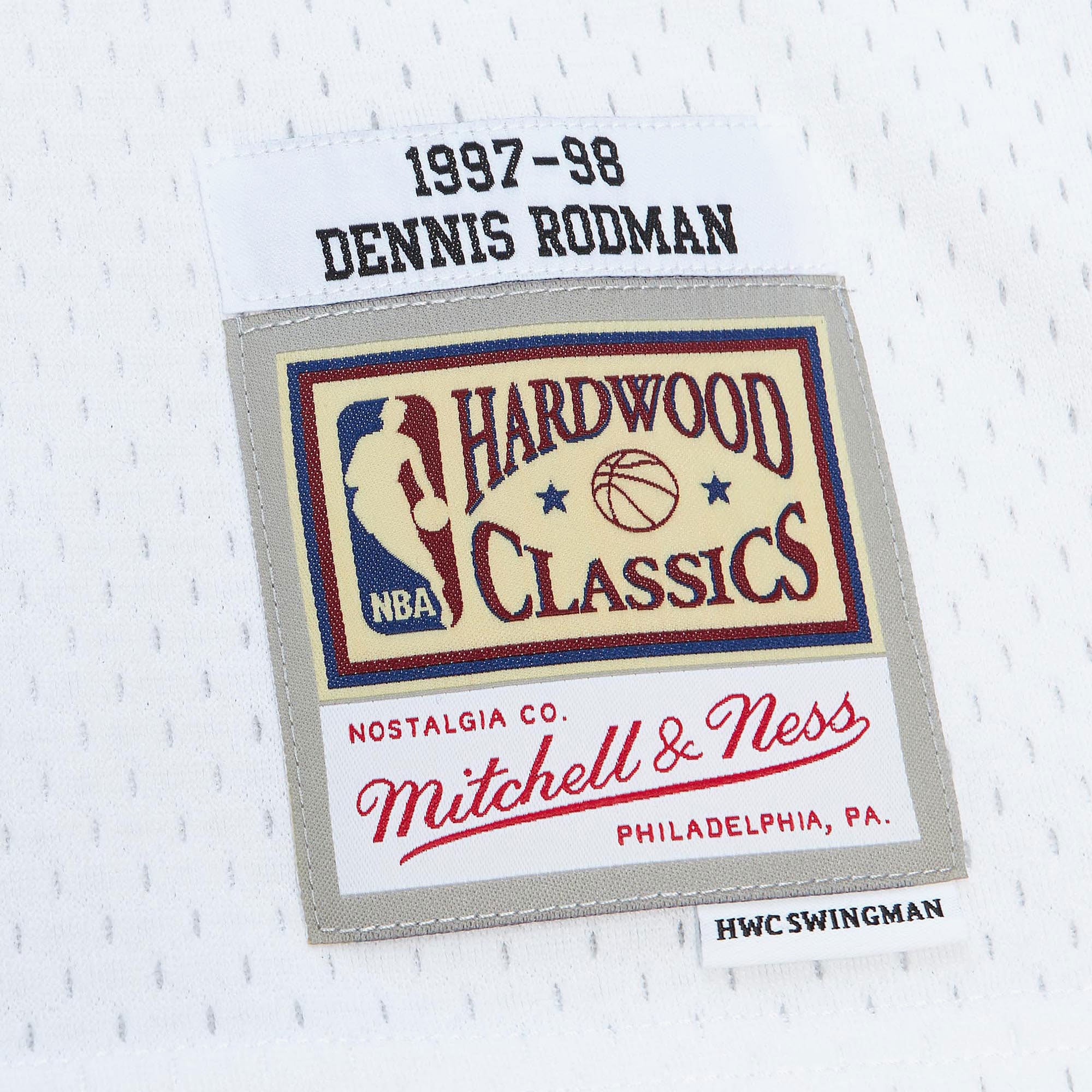 Chicago Bulls Mitchell & Ness Dennis Rodman 1997 Cracked Cement Swingman Jersey - White, , rebel_hi-res