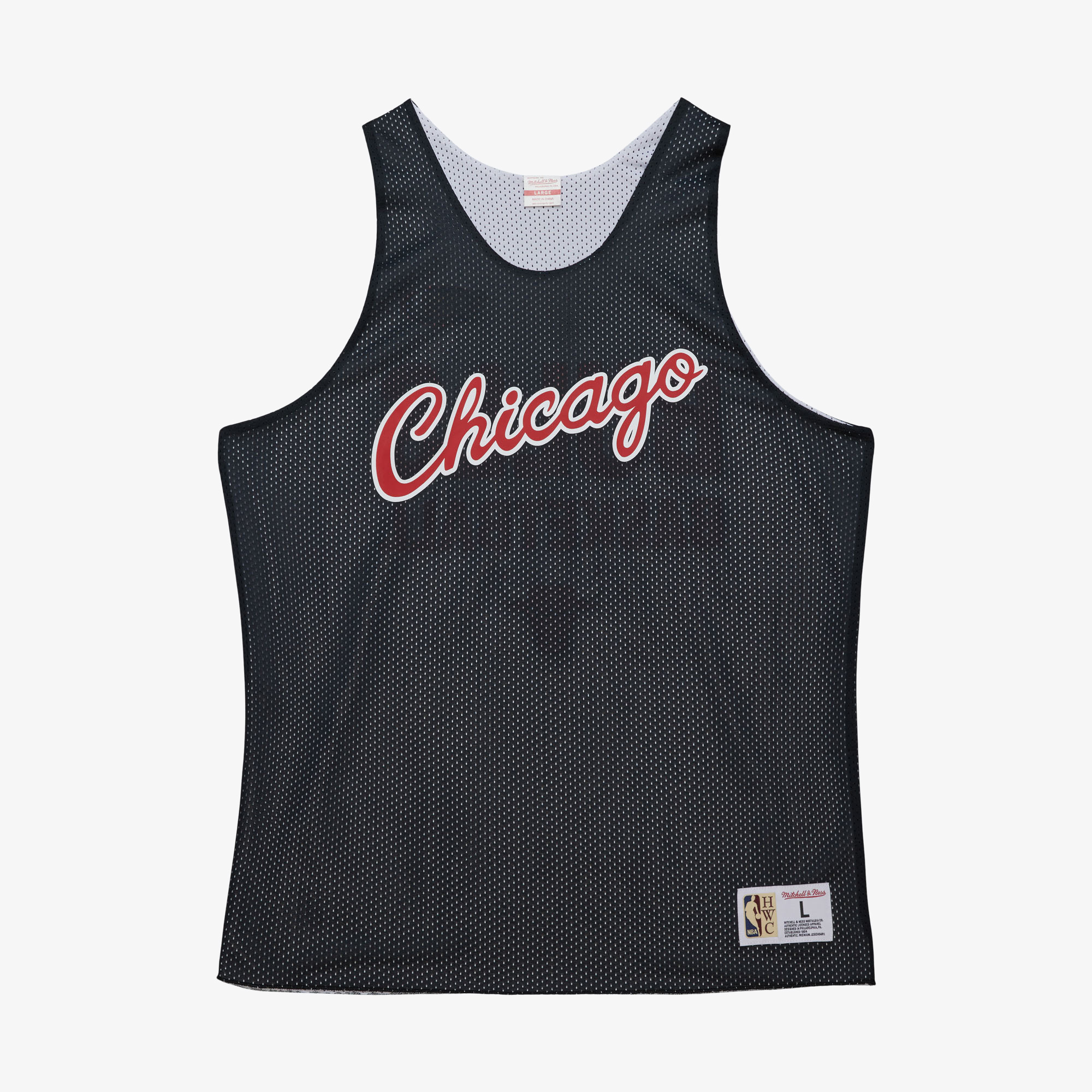 Chicago Bulls Mitchell & Ness Reversible Mesh Practice Tank Vintage Logo - Multi/Black - Mens, , rebel_hi-res