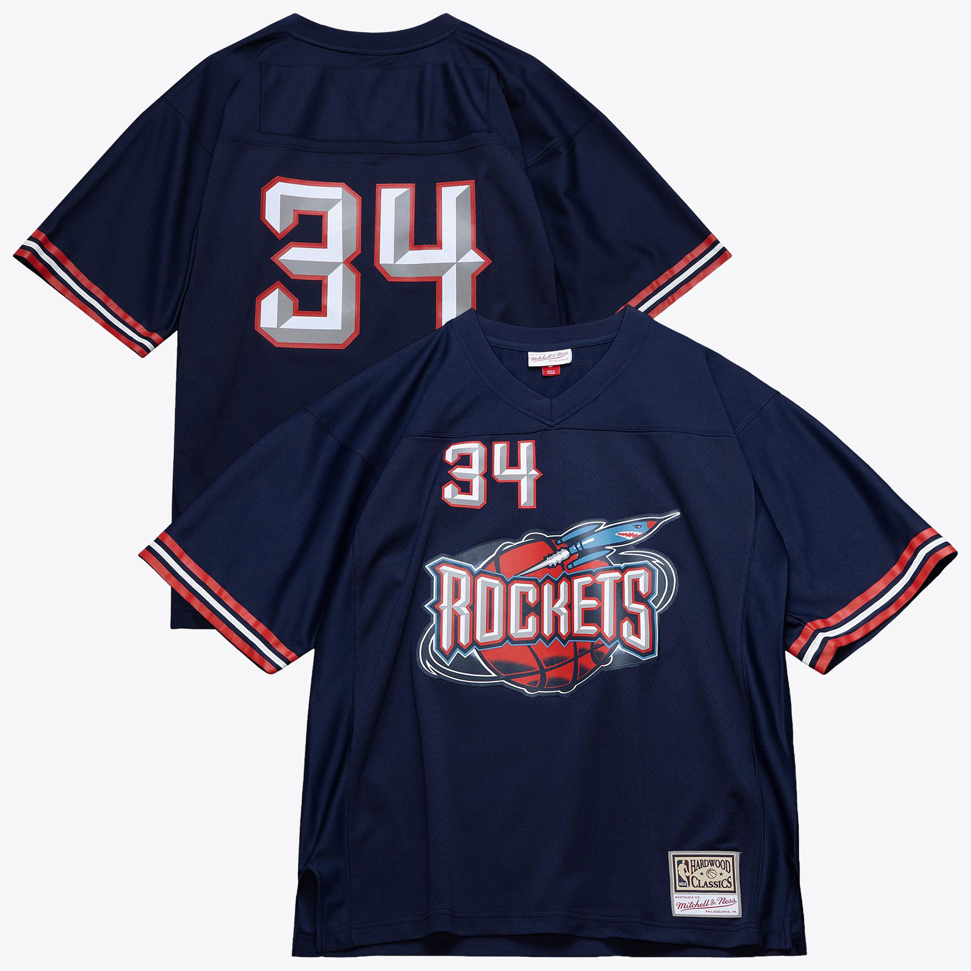 Houston Rockets Mitchell & Ness Hakeem Olajuwon Audible Fashion Jersey - Blue, , rebel_hi-res