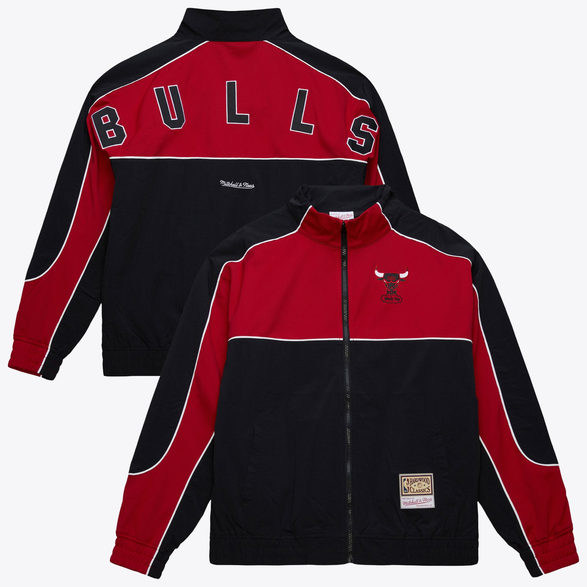 Chicago Bulls Mitchell & Ness Mesh Nylon Jacket - Black - Mens