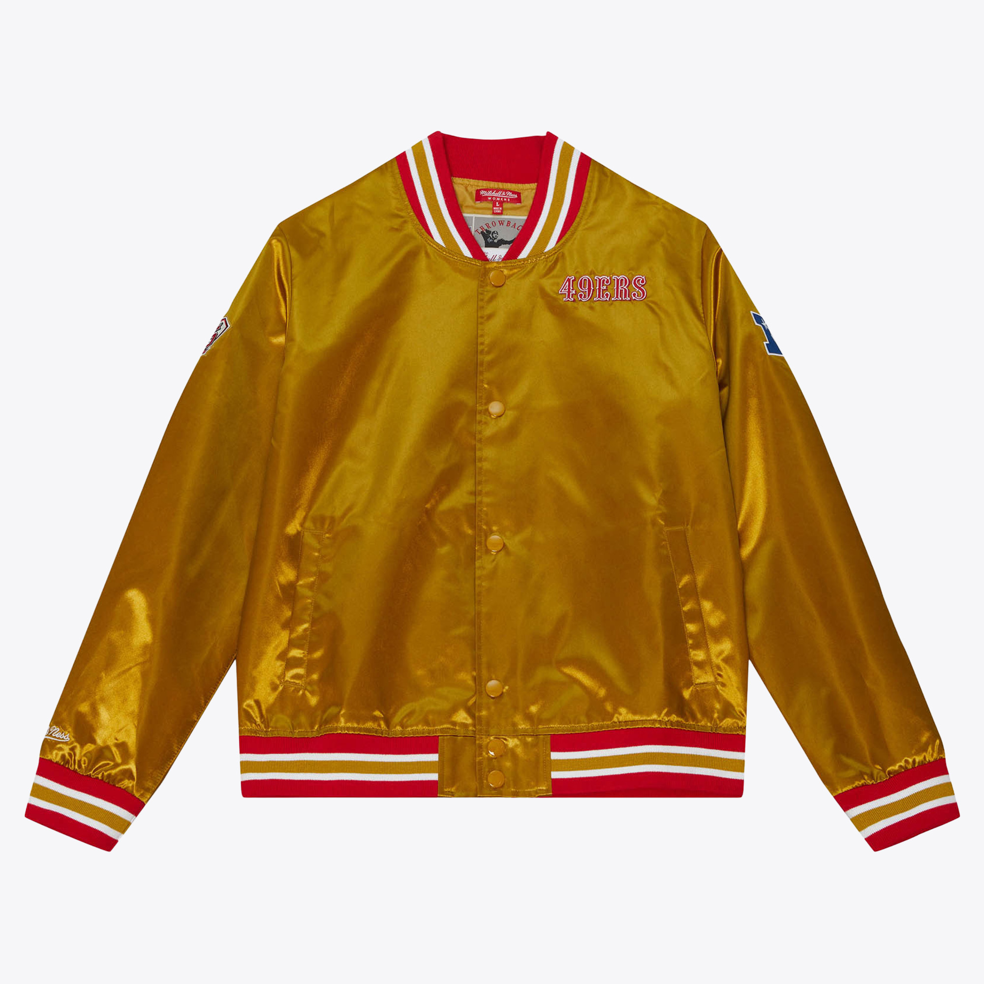 San Francisco 49ers Mitchell & Ness Lightweight Satin Jacket - Womens, , rebel_hi-res