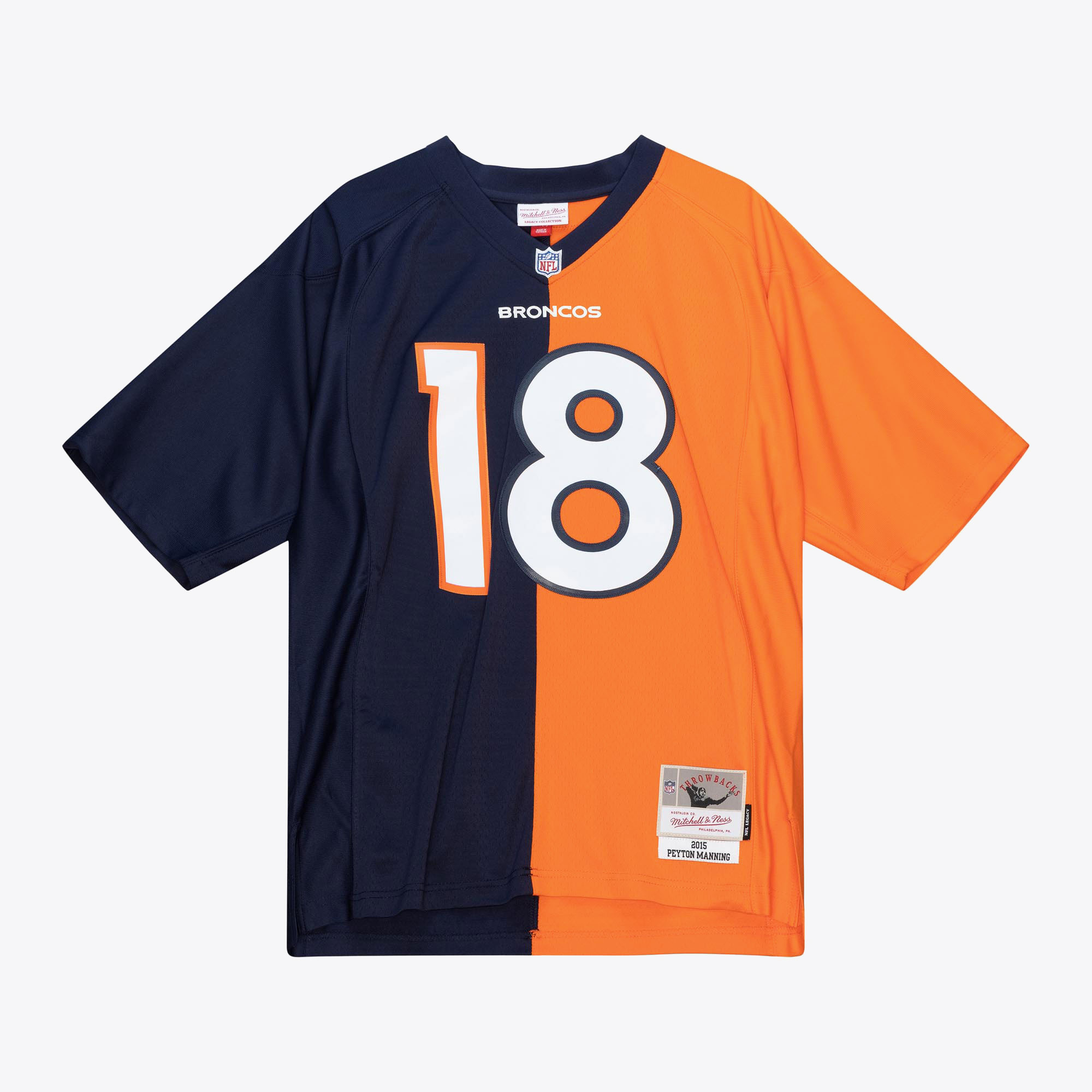 Denver Broncos Mitchell & Ness Peyton Manning 2015 Split Legacy Authentic Jersey - Navy/Orange, , rebel_hi-res