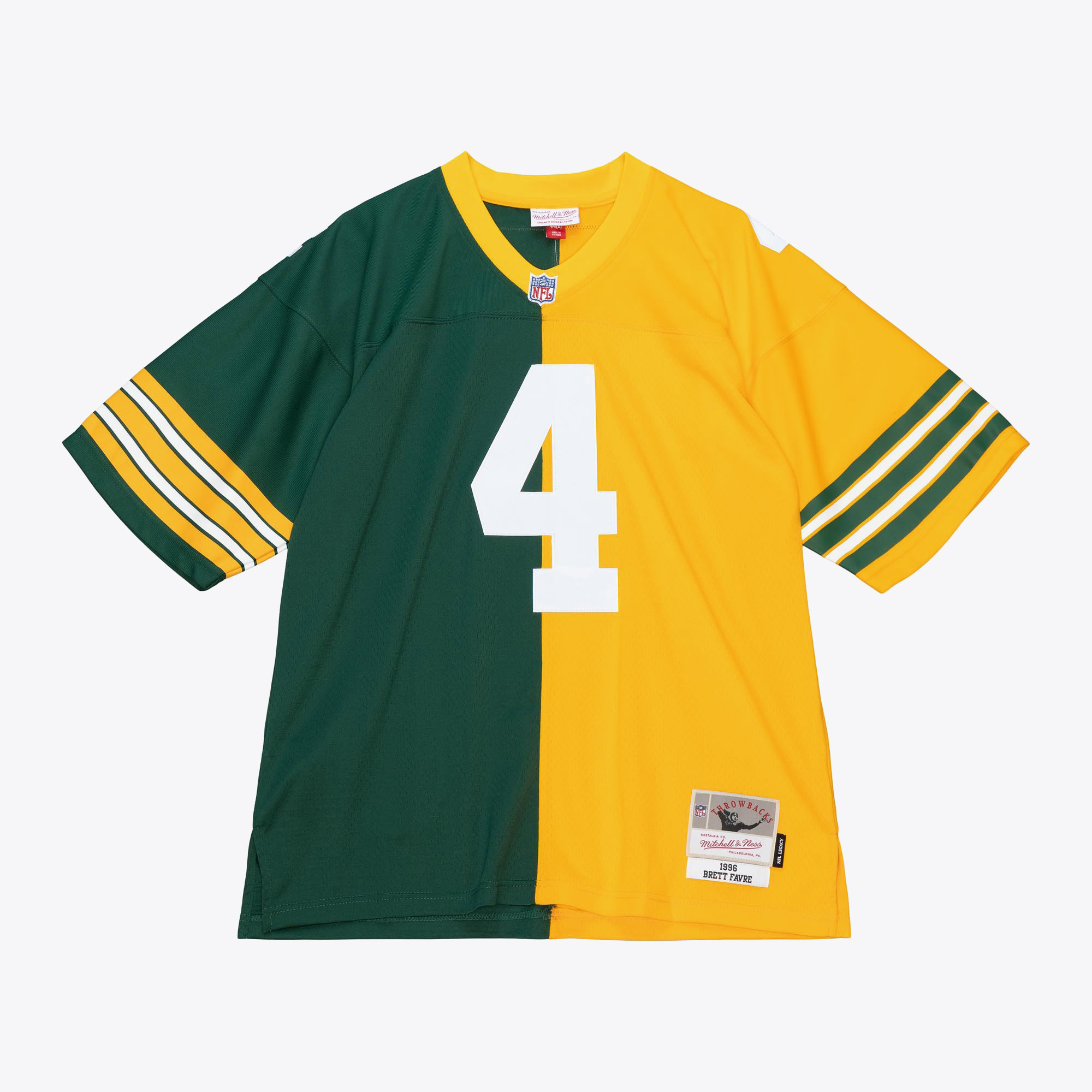 Green Bay Packers Mitchell & Ness Brett Favre 1996 Split Legacy Authentic Jersey - Green/Gold, , rebel_hi-res