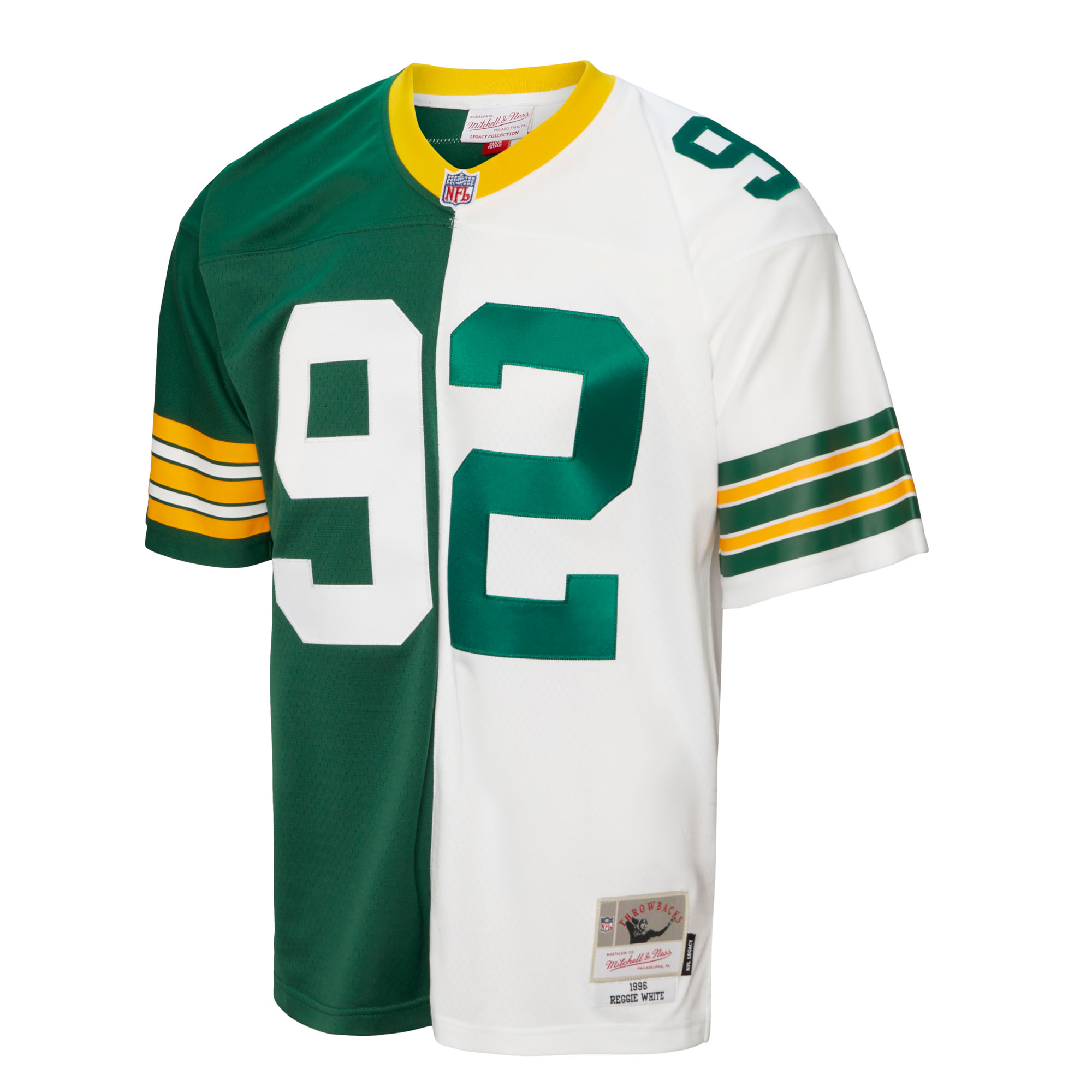 Green Bay Packers Mitchell & Ness Reggie White 1996 Split Legacy Authentic Jersey - Green/White, , rebel_hi-res