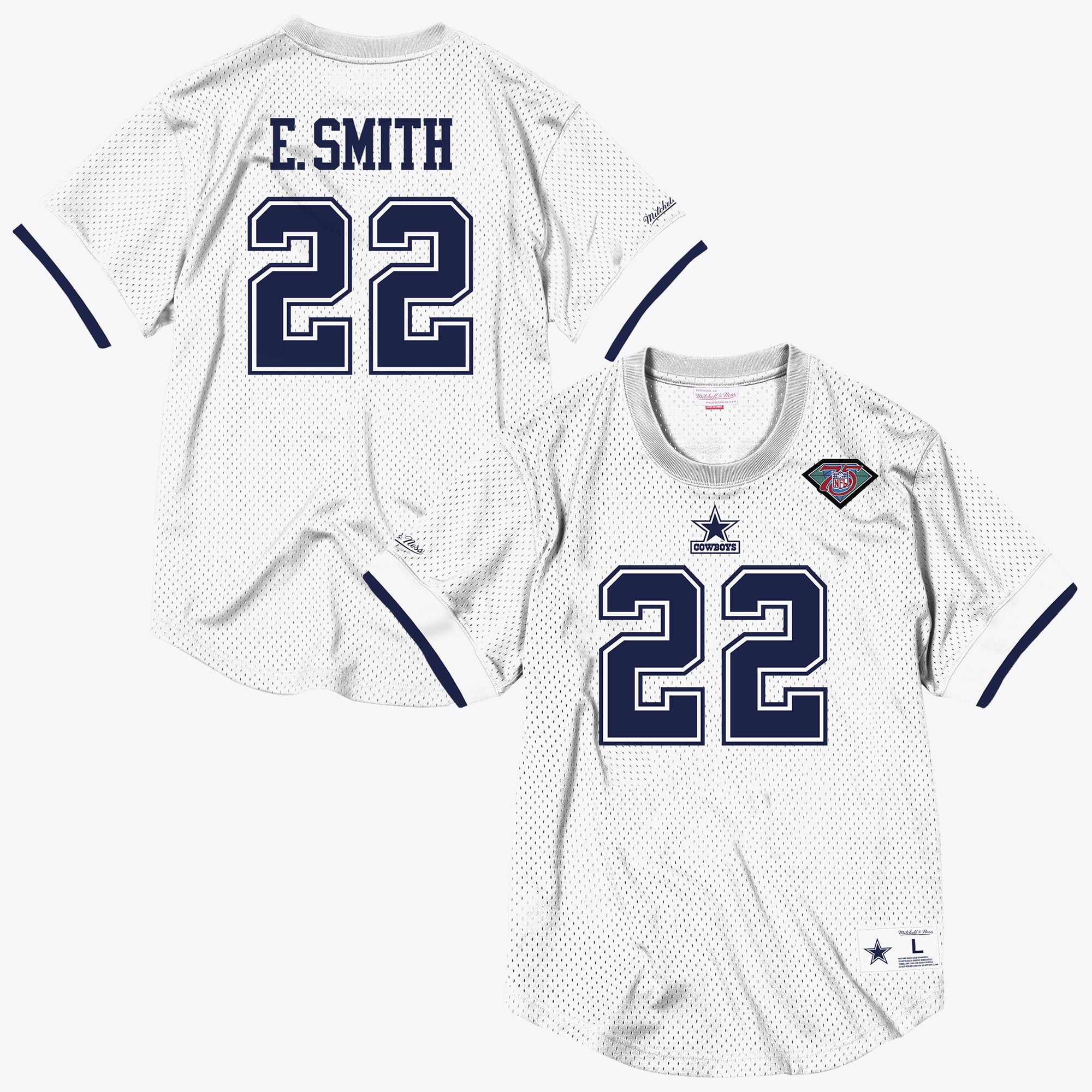 Dallas Cowboys Mitchell & Ness Emmitt Smith 1994 Mesh Name & Number Crewneck - White - Mens
