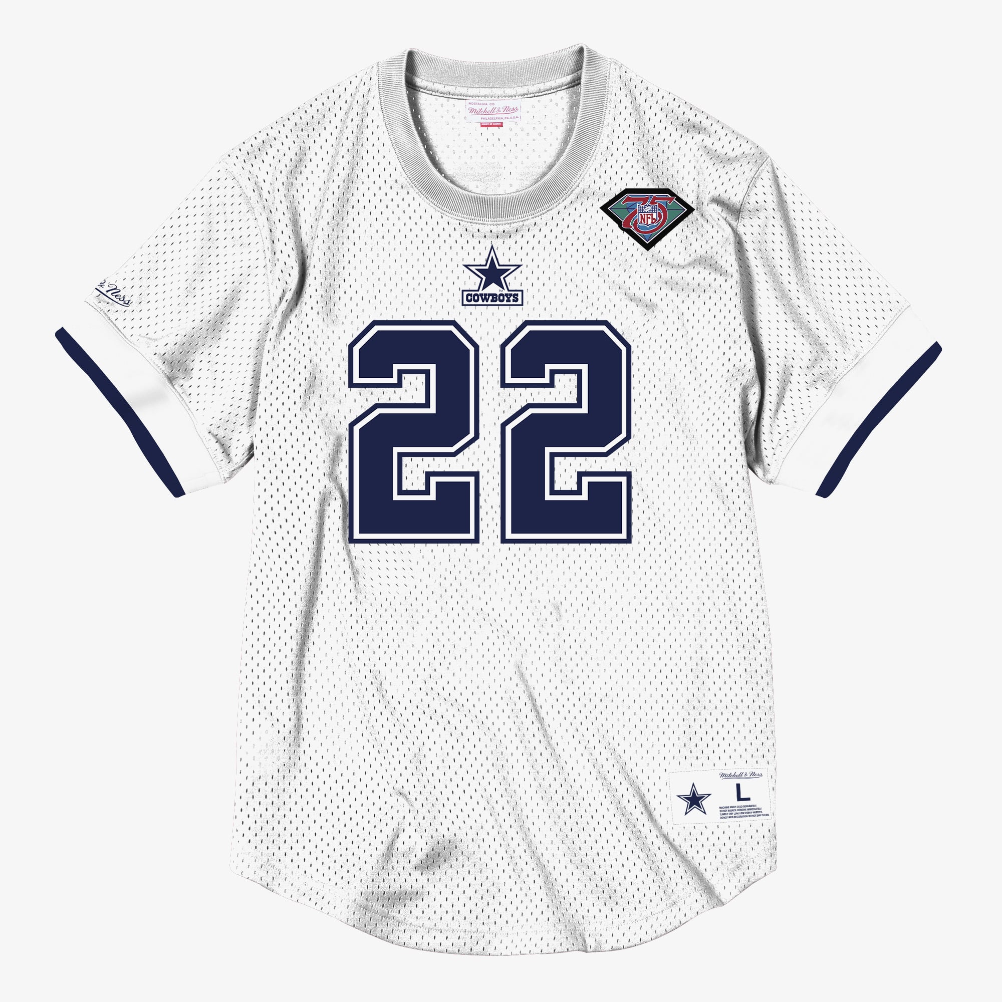 Dallas Cowboys Mitchell & Ness Emmitt Smith 1994 Mesh Name & Number Crewneck - White - Mens, , rebel_hi-res