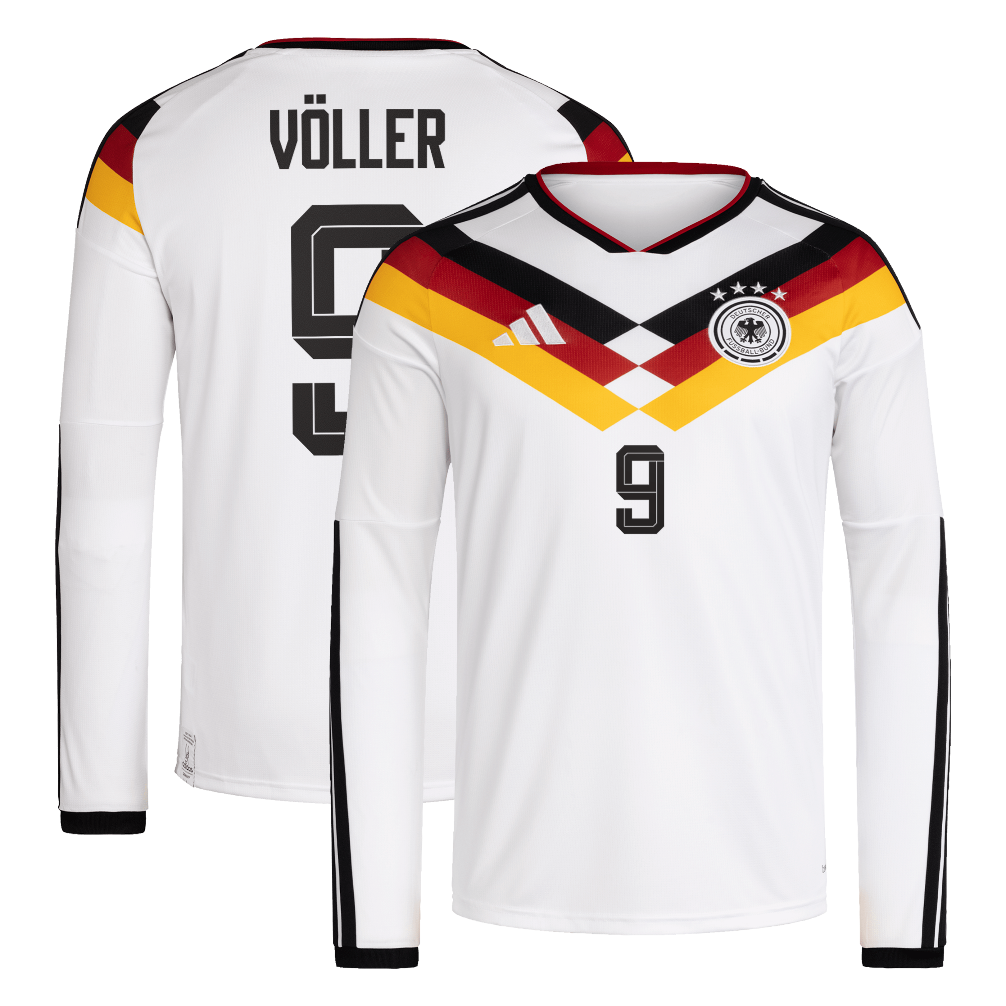 Germany National Team adidas Home Shirt 2026 - Long Sleeve with V&ouml;ller 9 printing, , rebel_hi-res