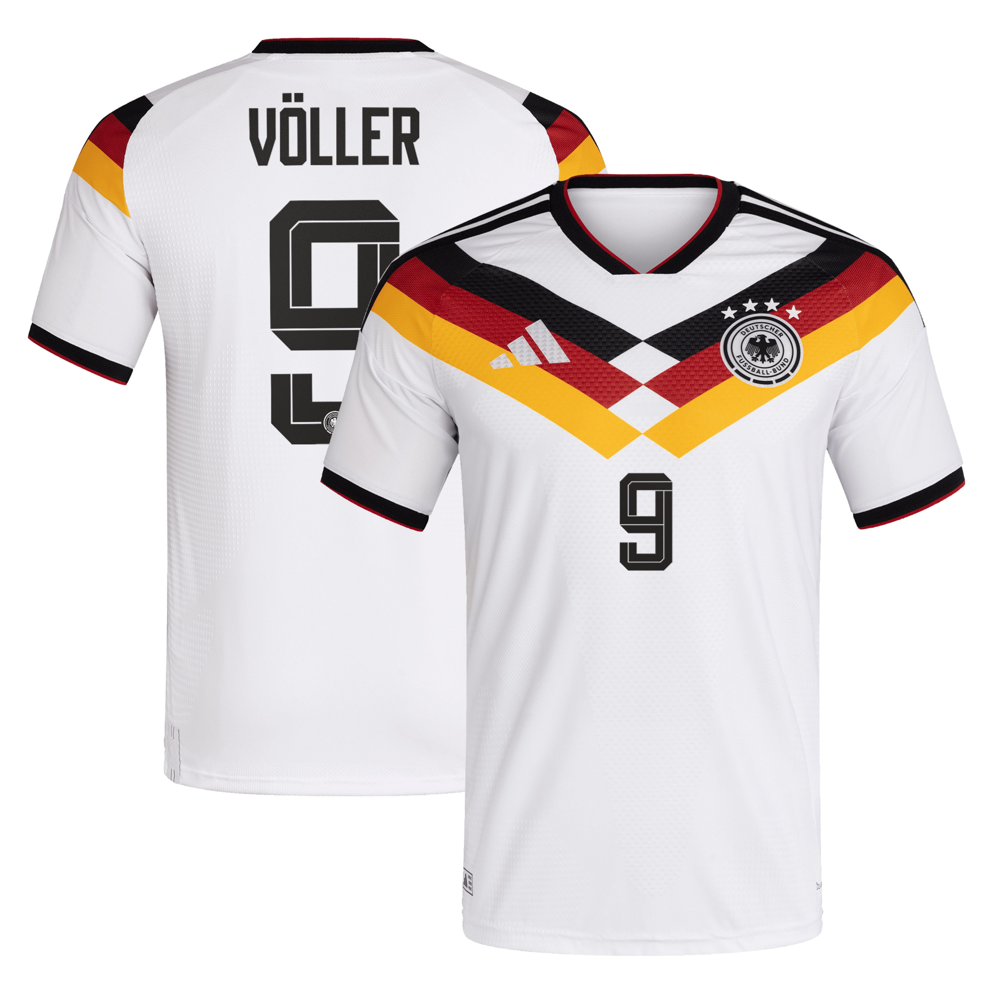 Germany National Team adidas Home Authentic Shirt 2026 with V&ouml;ller 9 printing, , rebel_hi-res