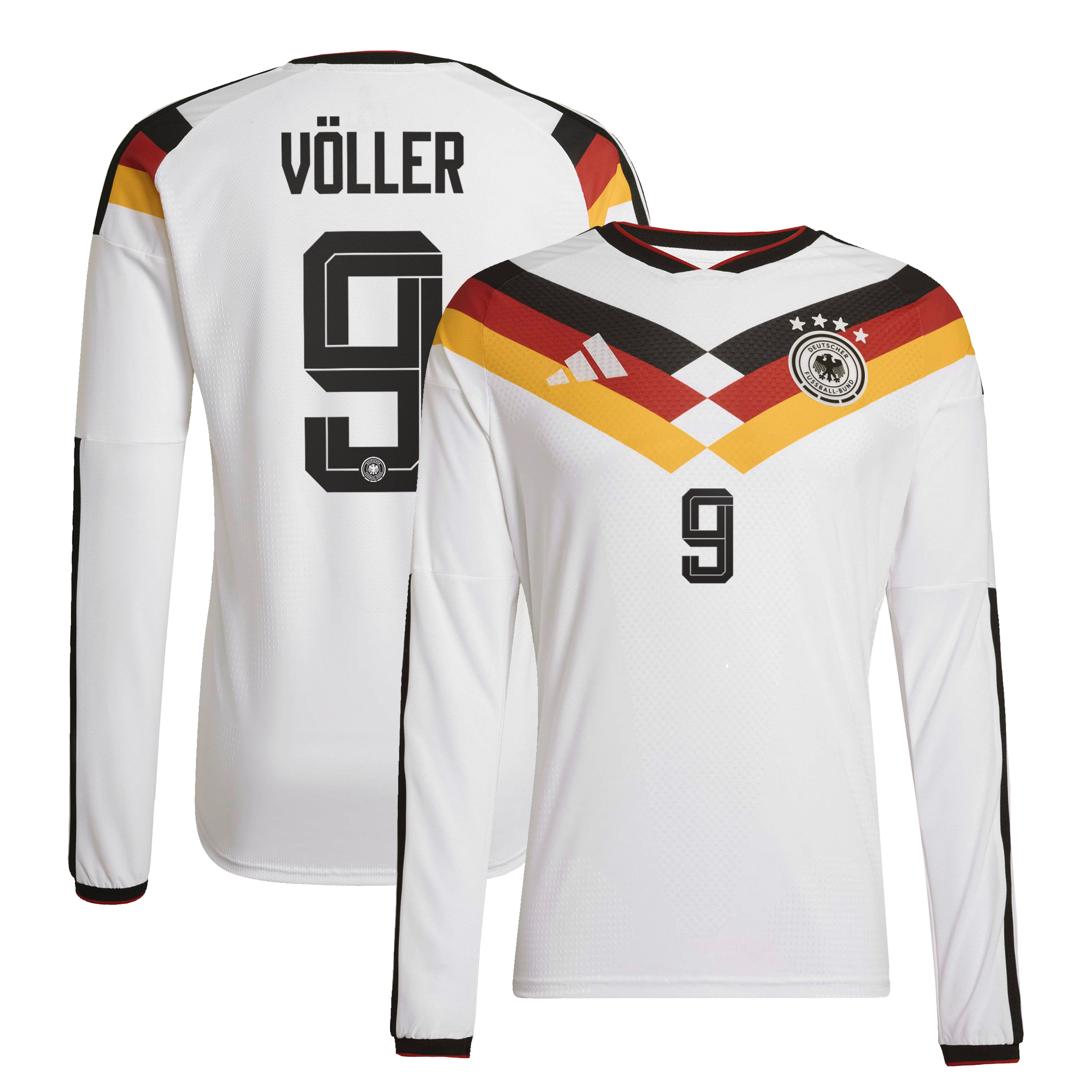 Germany National Team adidas Home Authentic Shirt 2026 - Long Sleeve with V&ouml;ller 9 printing, , rebel_hi-res
