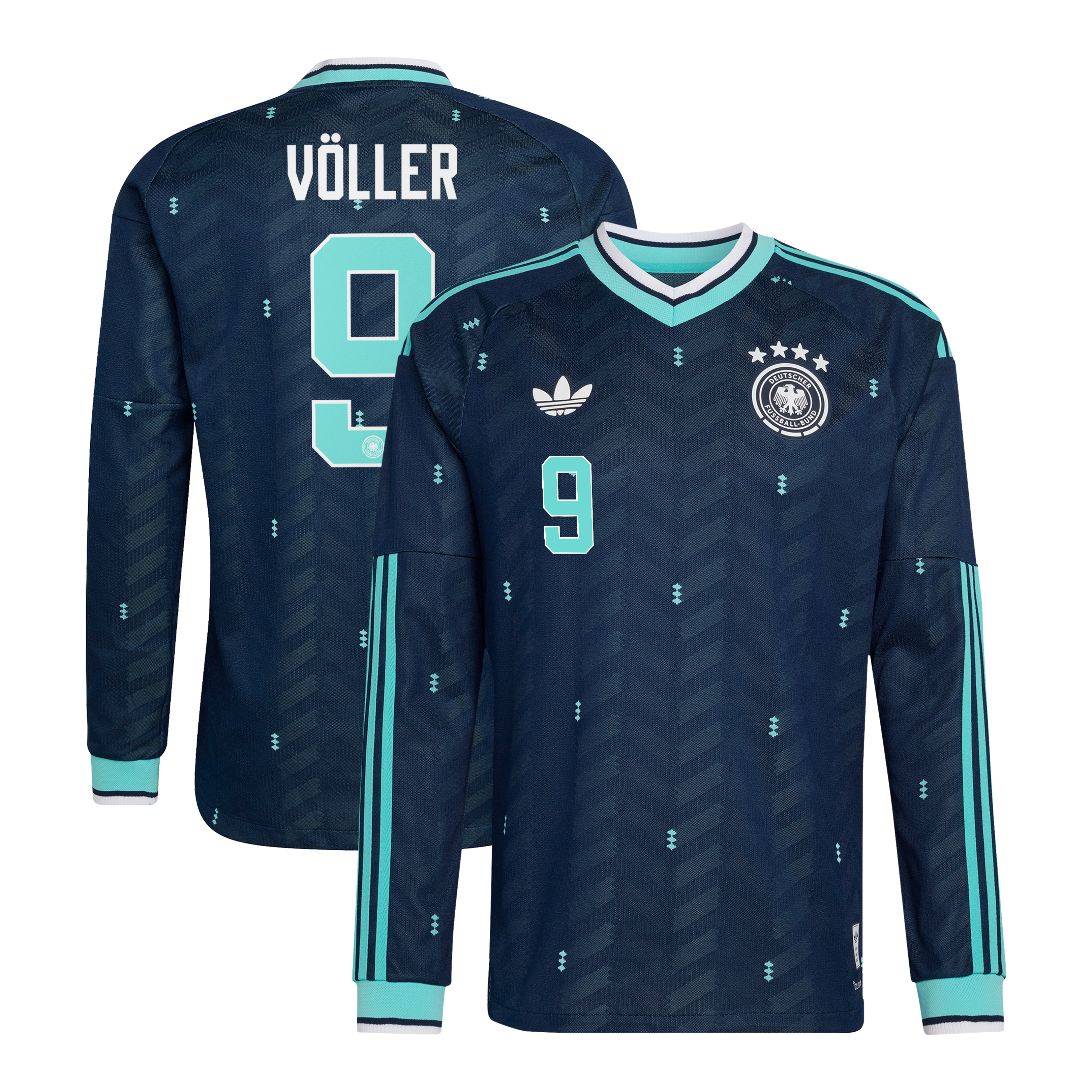 Germany National Team adidas Away Authentic Shirt 2026 - Long Sleeve with V&ouml;ller 9 printing, , rebel_hi-res