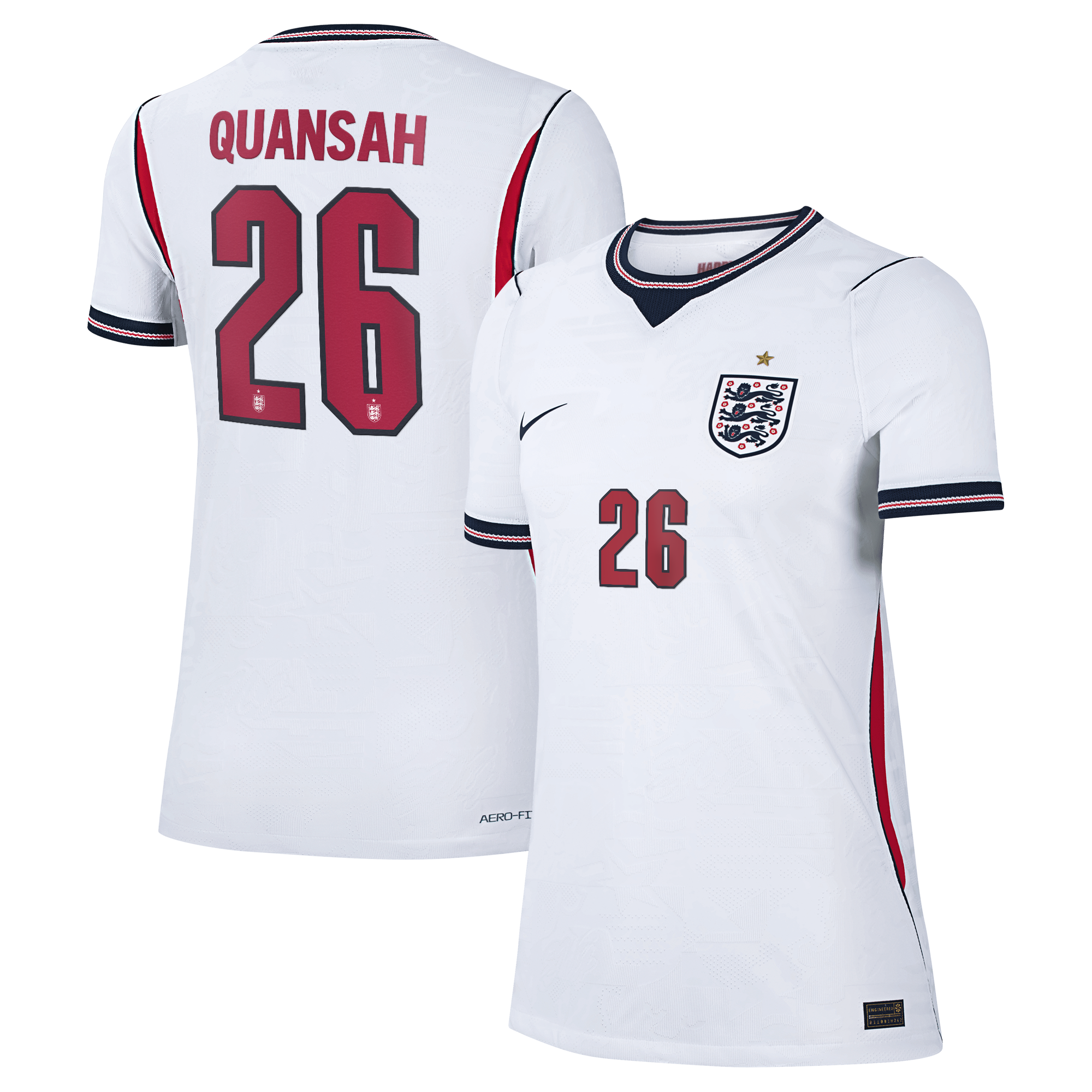 England Nike Home Aero-FIT Match Shirt 2026 - Womens with Quansah 26 printing, , rebel_hi-res