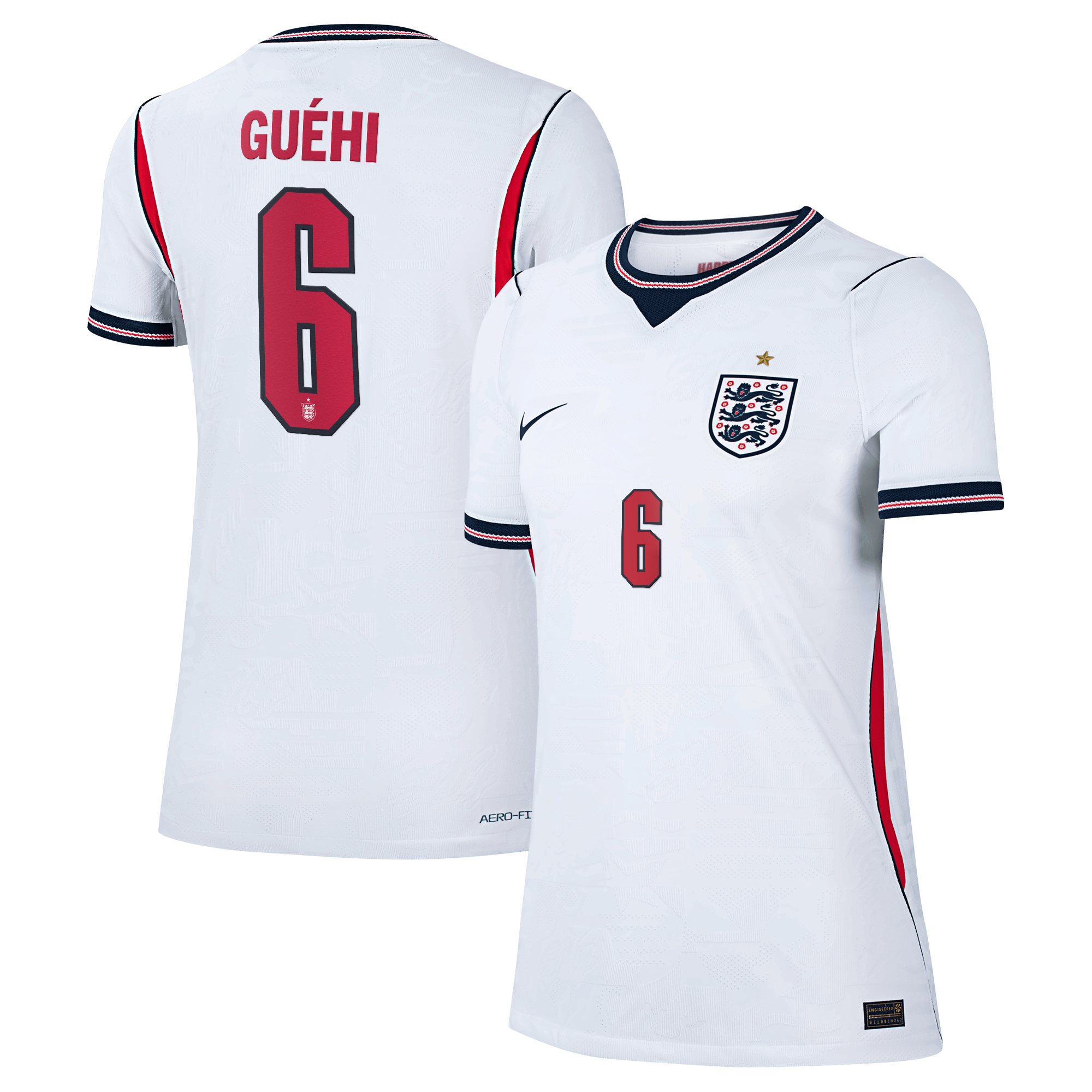 England Nike Home Aero-FIT Match Shirt 2026 - Womens with Gu&eacute;hi 6 printing, , rebel_hi-res