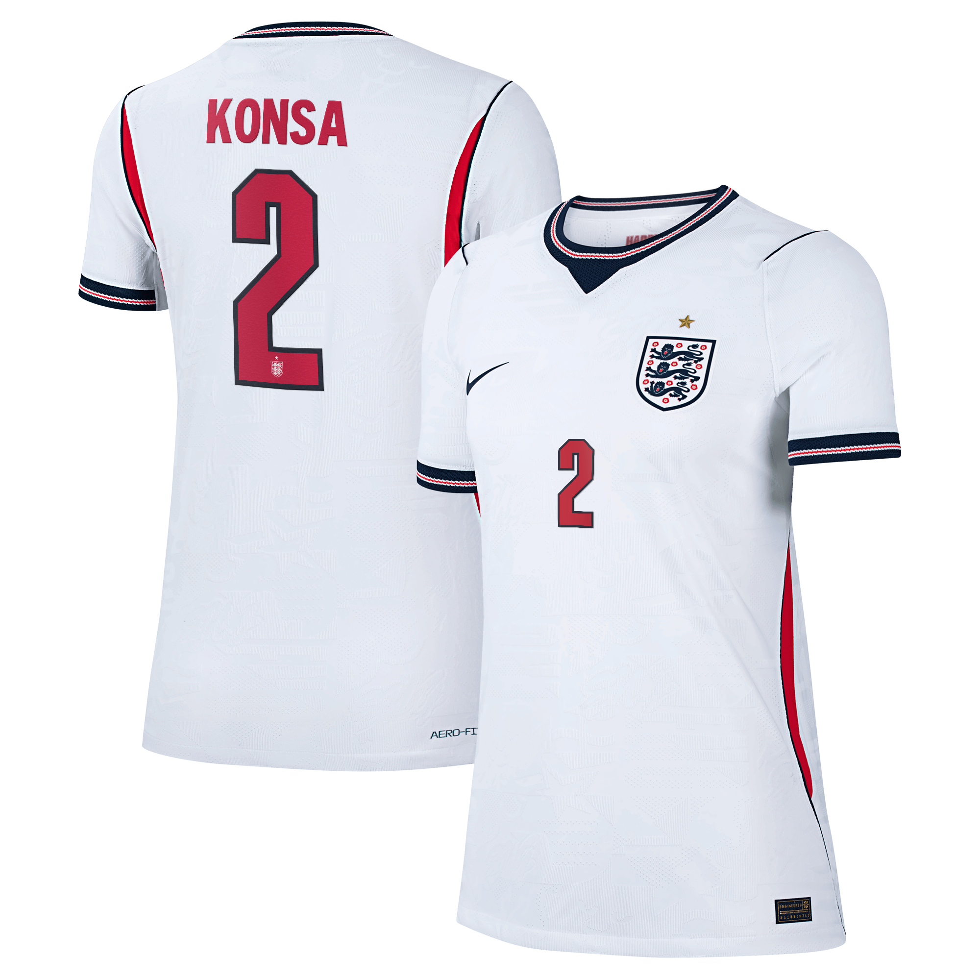 England Nike Home Aero-FIT Match Shirt 2026 - Womens with Konsa 2 printing, , rebel_hi-res