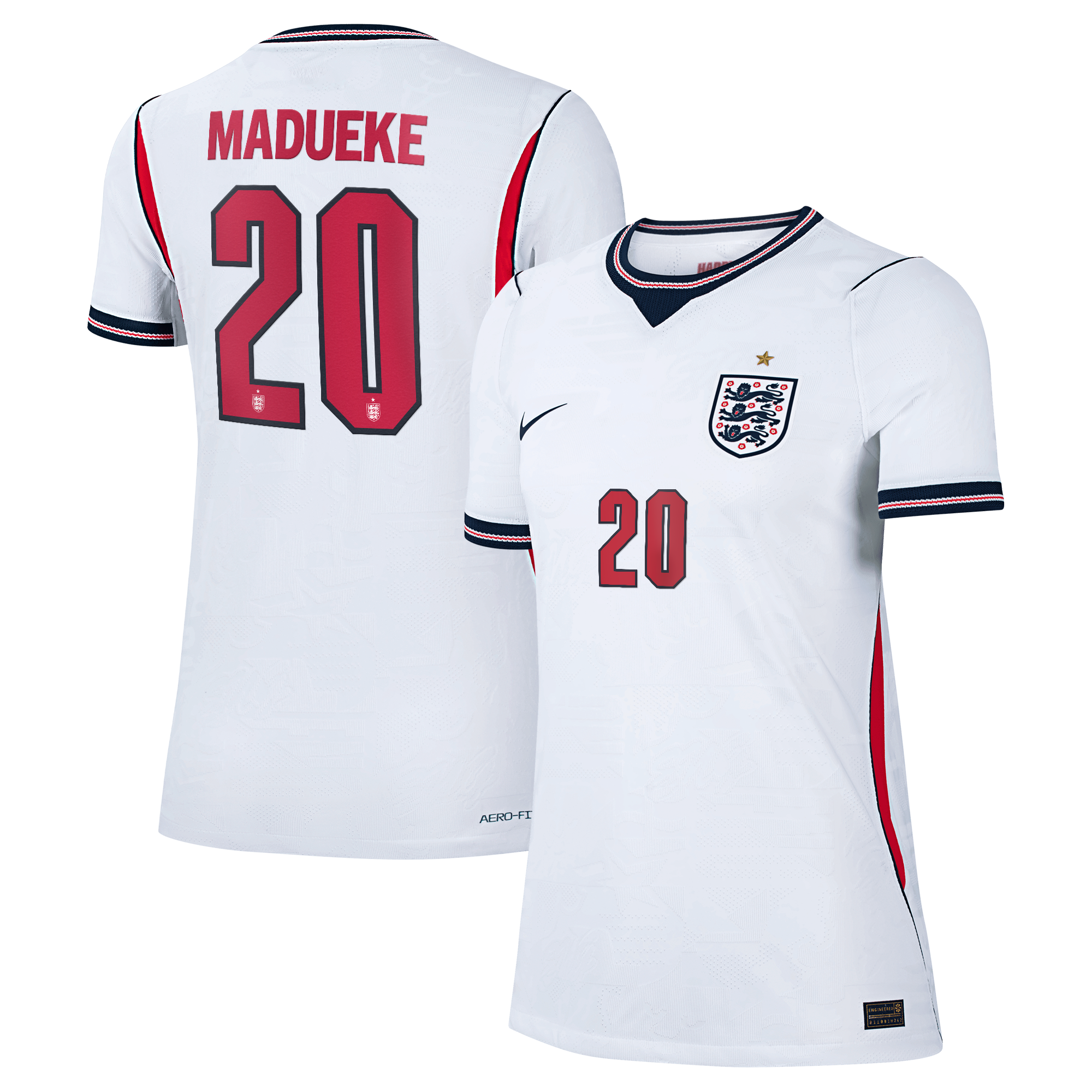 England Nike Home Aero-FIT Match Shirt 2026 - Womens with Madueke 20 printing, , rebel_hi-res