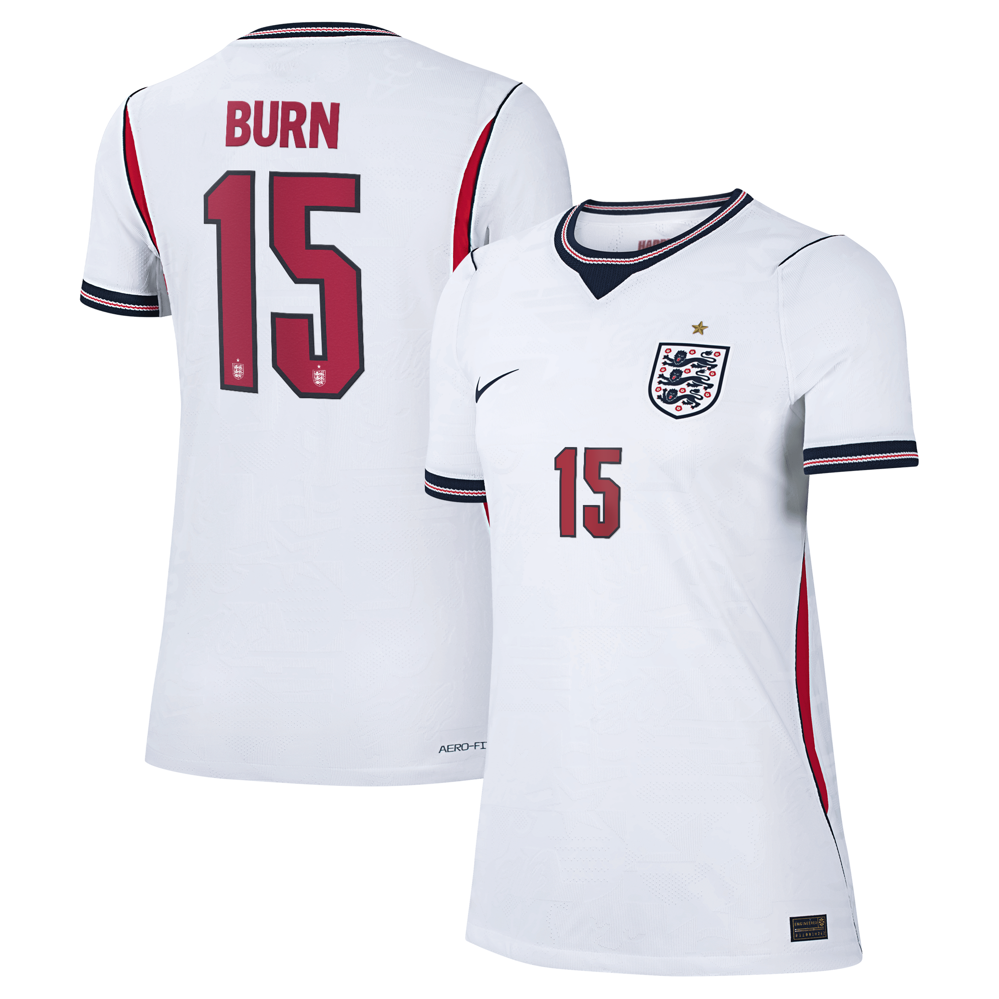 England Nike Home Aero-FIT Match Shirt 2026 - Womens with Burn 15 printing, , rebel_hi-res