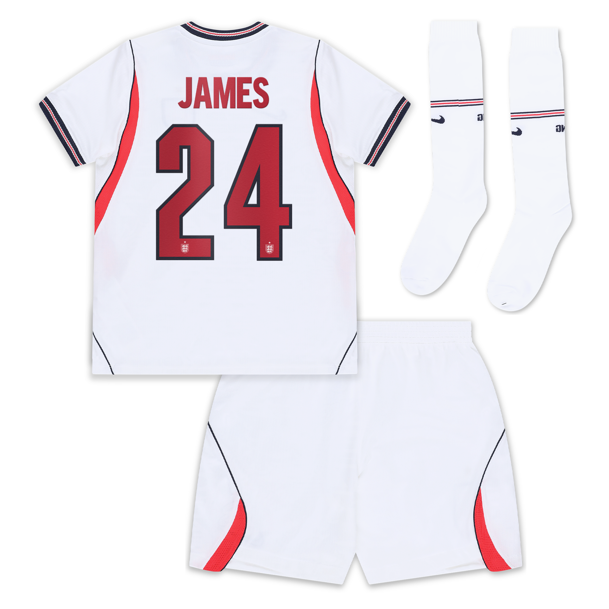 England Nike Home Stadium Mini Kit 2026 - Little Kids with James 24 printing, , rebel_hi-res