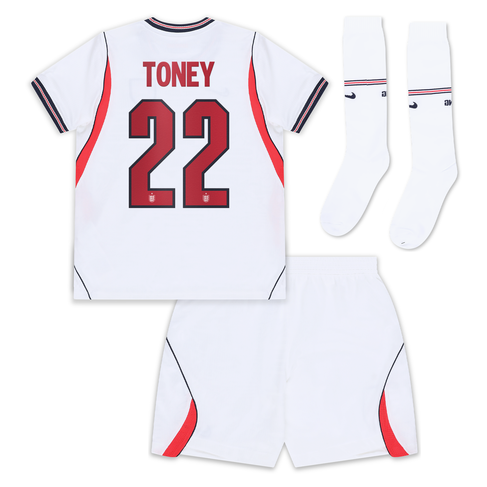 England Nike Home Stadium Mini Kit 2026 - Little Kids with Toney 22 printing, , rebel_hi-res