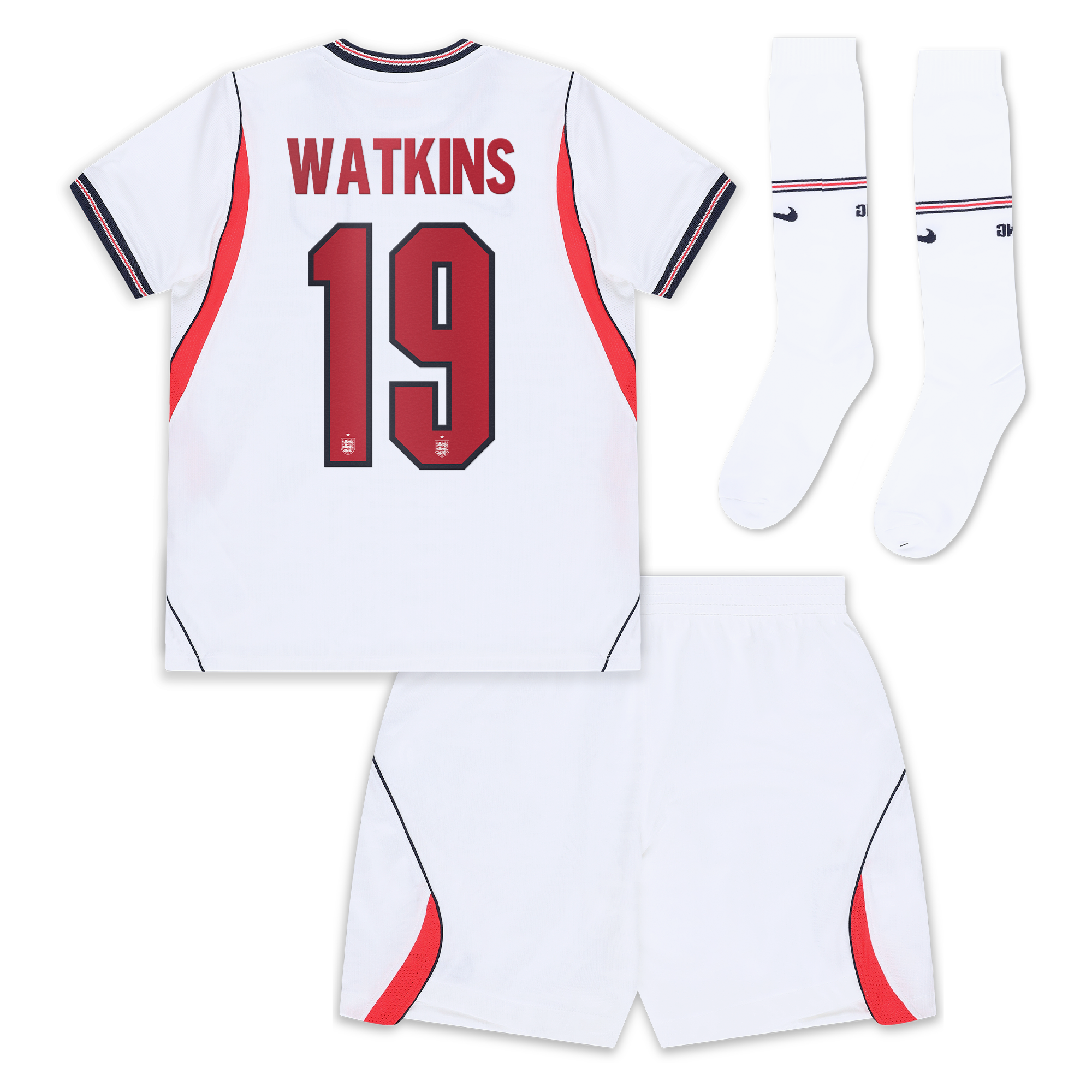 England Nike Home Stadium Mini Kit 2026 - Little Kids with Watkins 19 printing, , rebel_hi-res