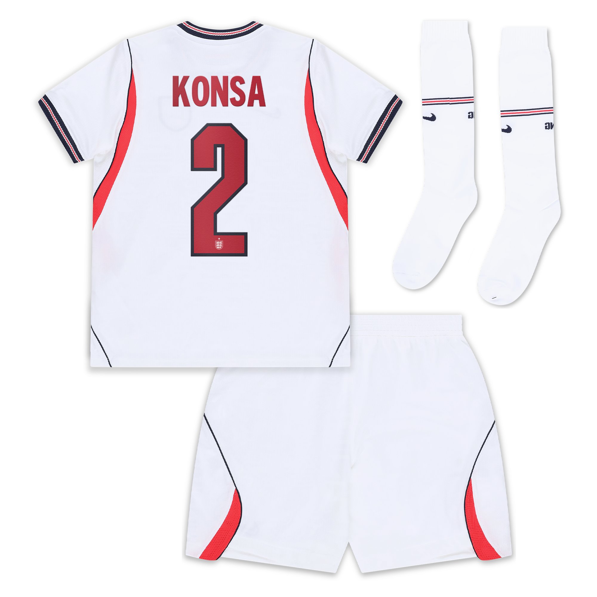 England Nike Home Stadium Mini Kit 2026 - Little Kids with Konsa 2 printing, , rebel_hi-res