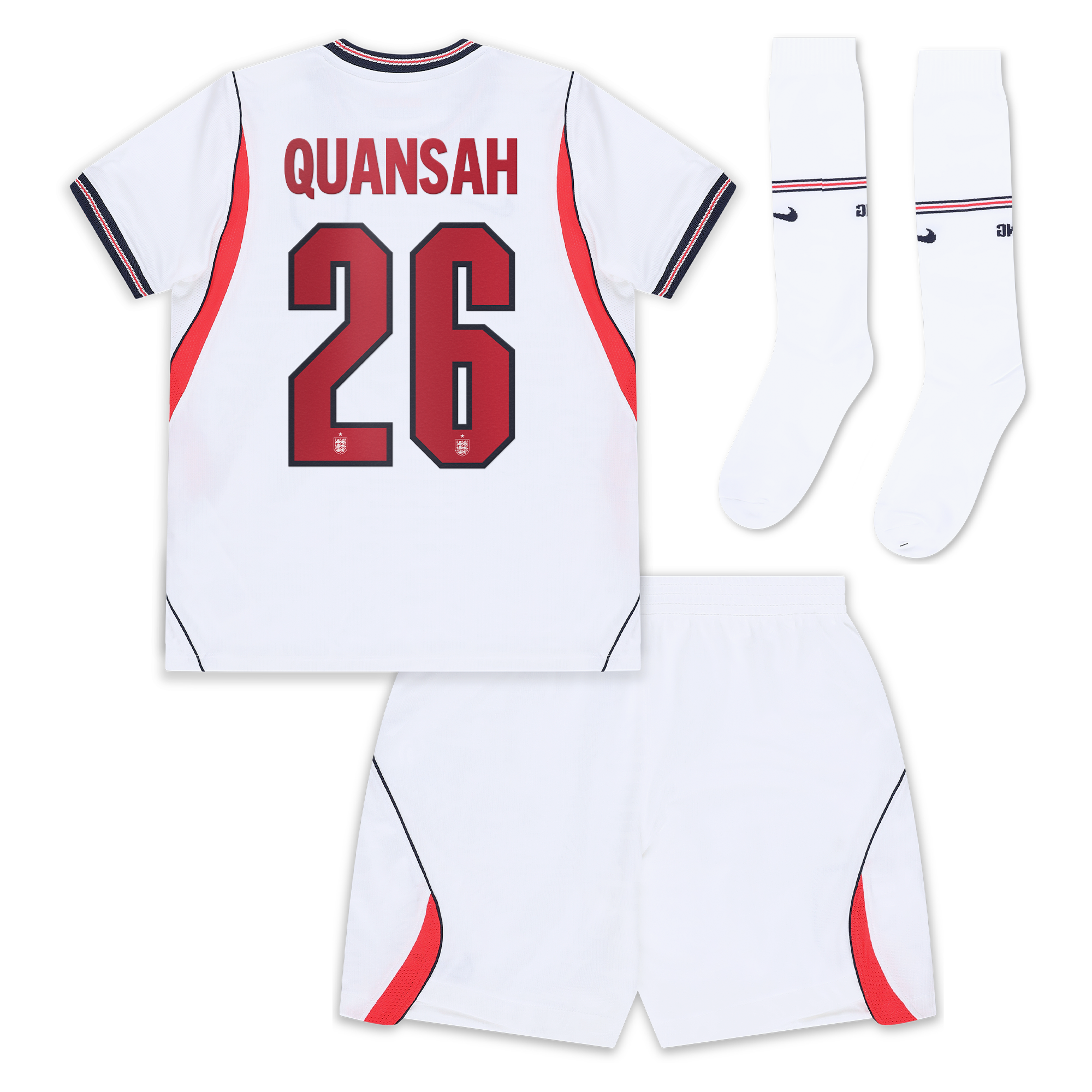 England Nike Home Stadium Mini Kit 2026 - Little Kids with Quansah 26 printing, , rebel_hi-res