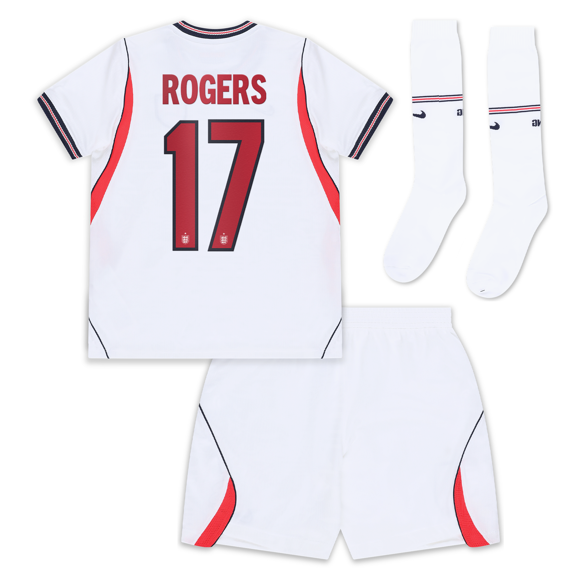 England Nike Home Stadium Mini Kit 2026 - Little Kids with Rogers 17 printing, , rebel_hi-res