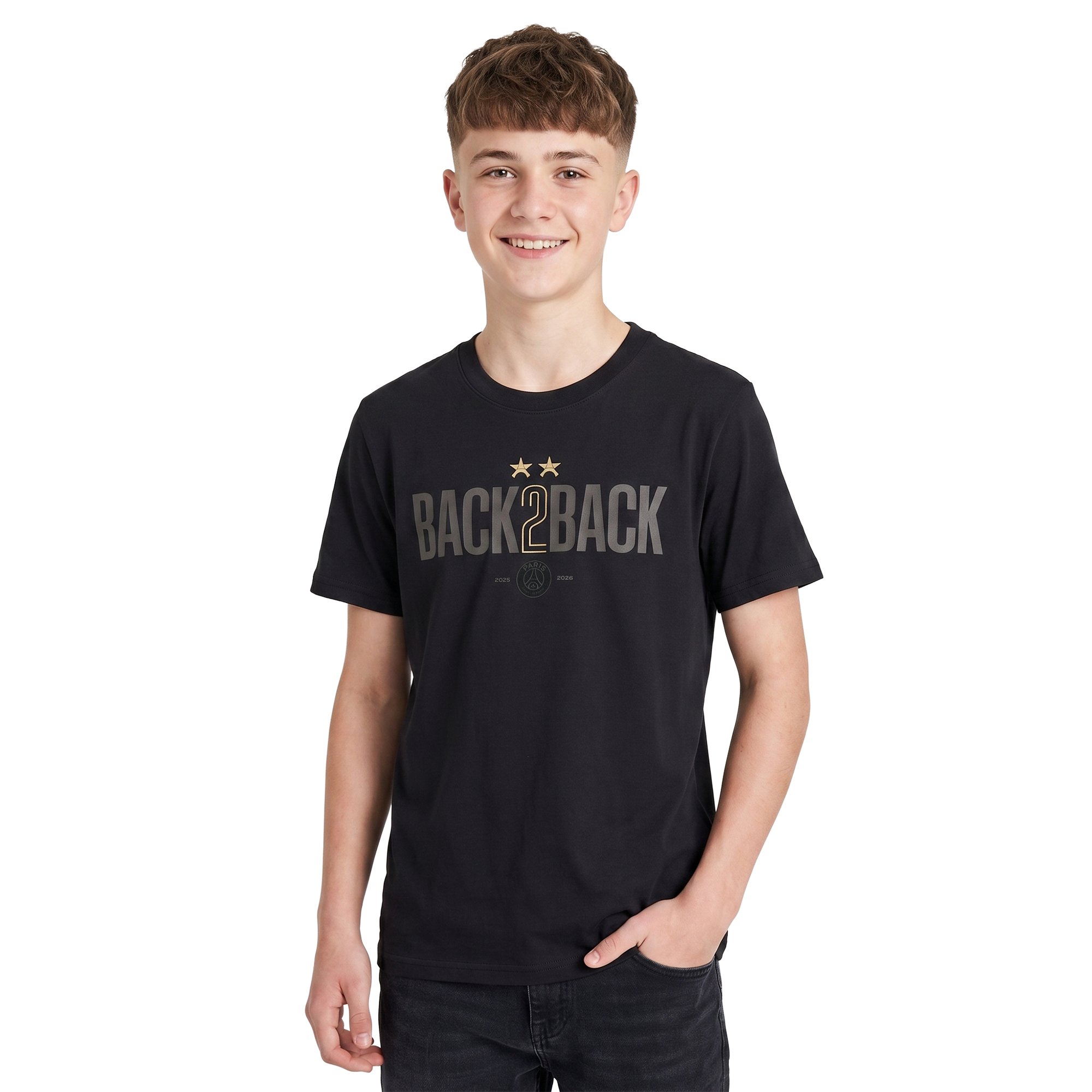 PSG Winner Back to Back 2 Star Graphic T-Shirt - Black - Kids, , rebel_hi-res