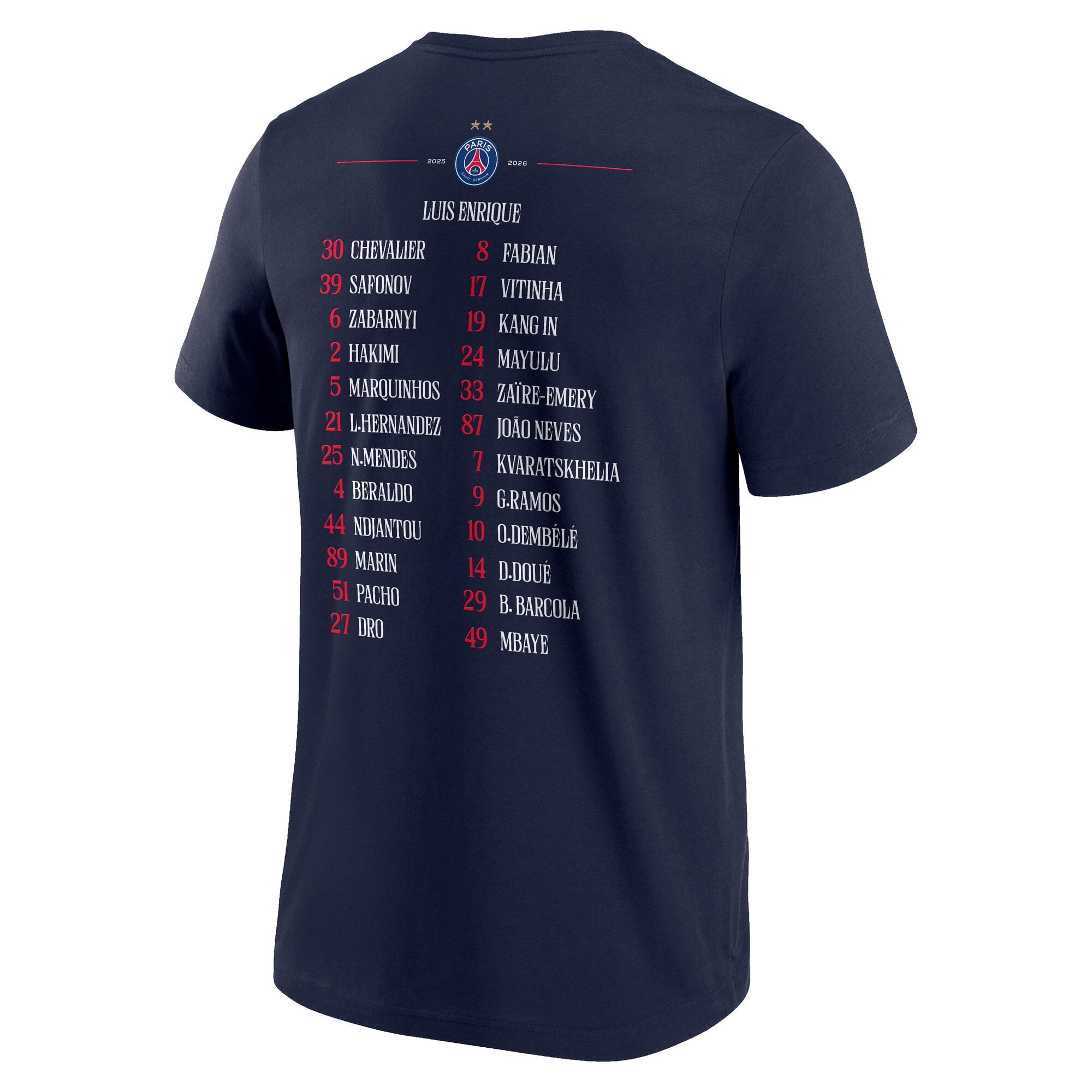 PSG European Champions Roster Graphic T-Shirt - Navy, , rebel_hi-res