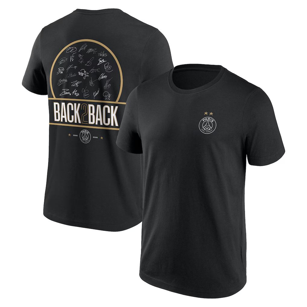 PSG European Champions Signature Roster Graphic T-Shirt - Black - Kids, , rebel_hi-res