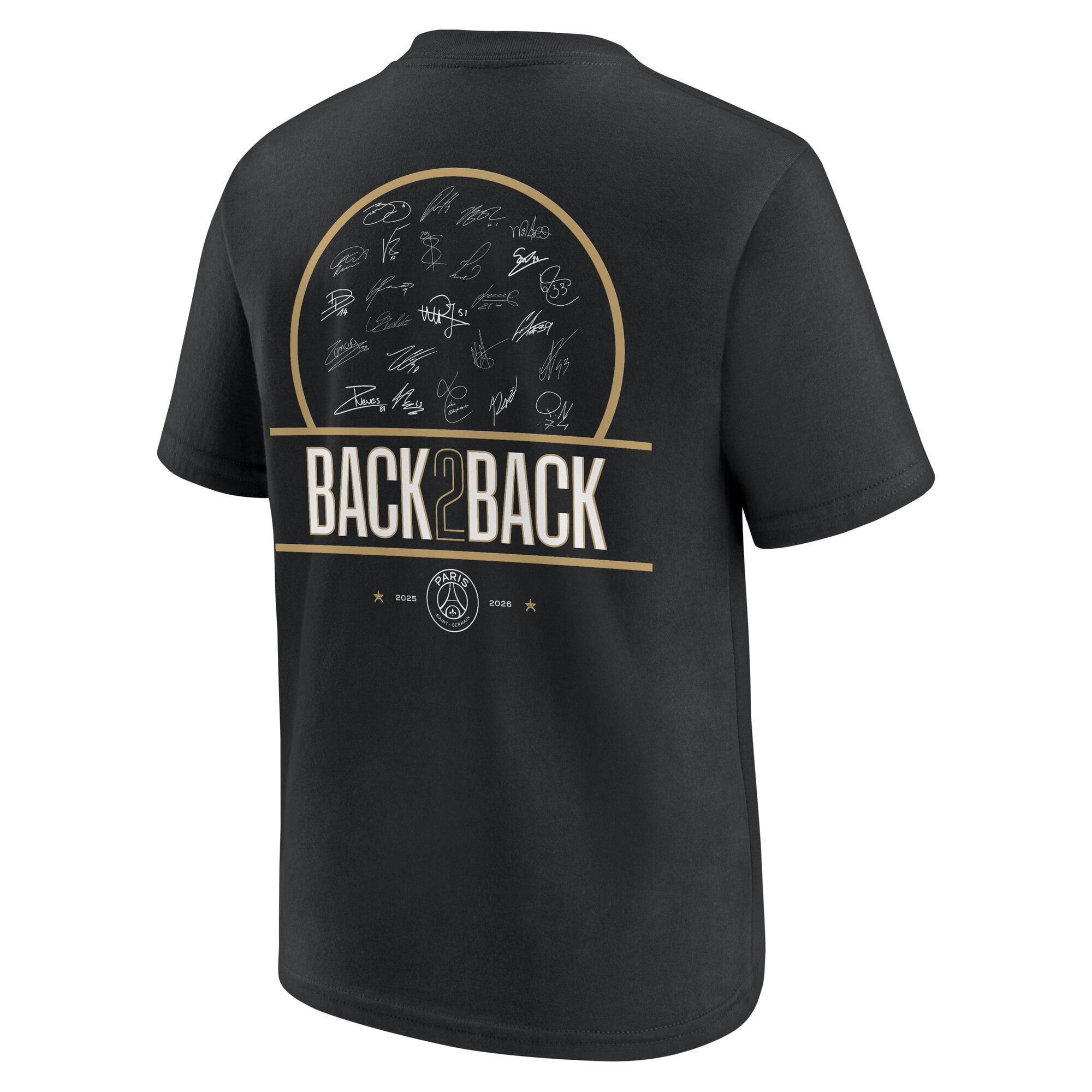 PSG European Champions Signature Roster Graphic T-Shirt - Black - Kids, , rebel_hi-res