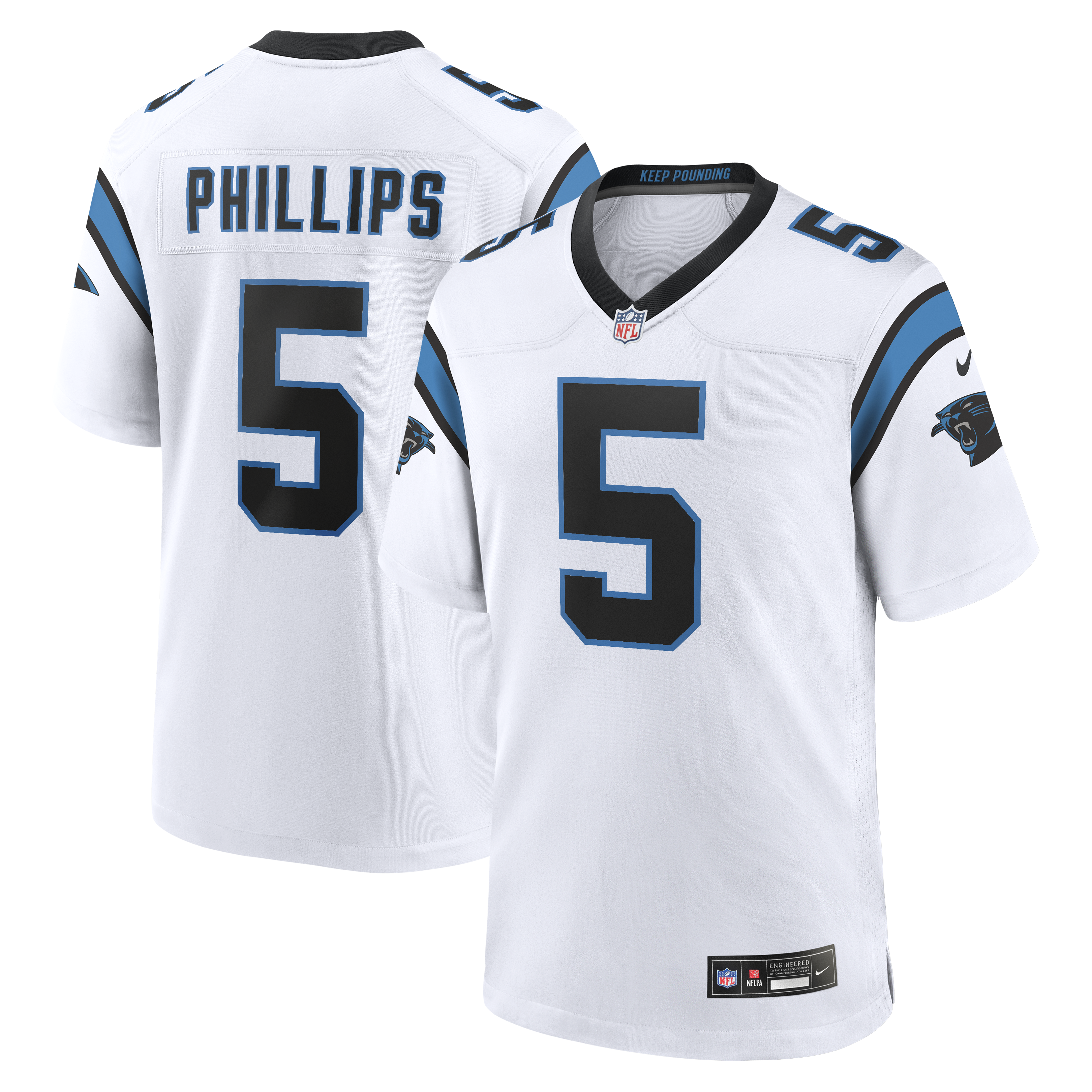 Carolina Panthers Nike Game Road Jersey - White - Jaelen Phillips - Mens, , rebel_hi-res