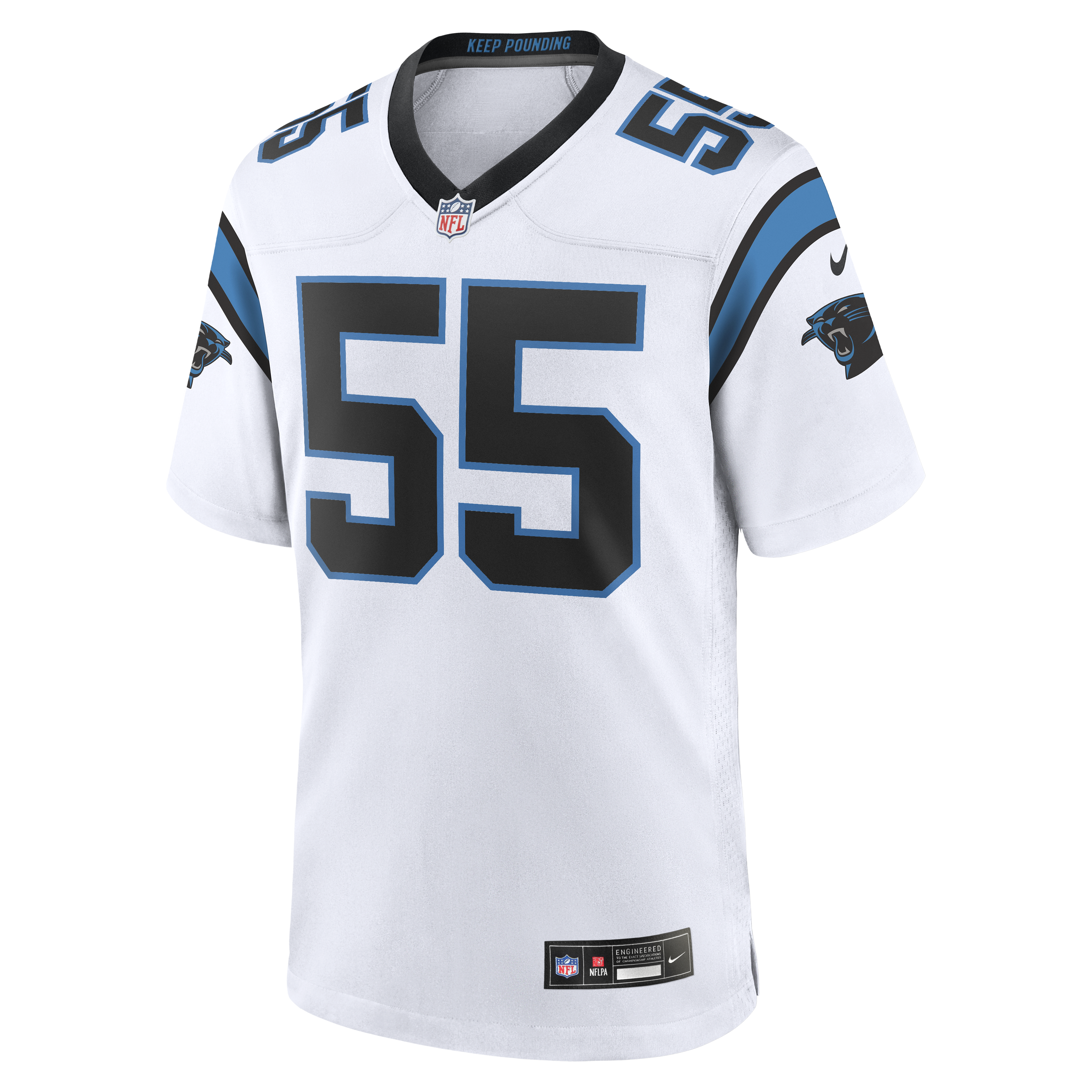 Carolina Panthers Nike Game Road Jersey - White - Devin Lloyd - Mens, , rebel_hi-res
