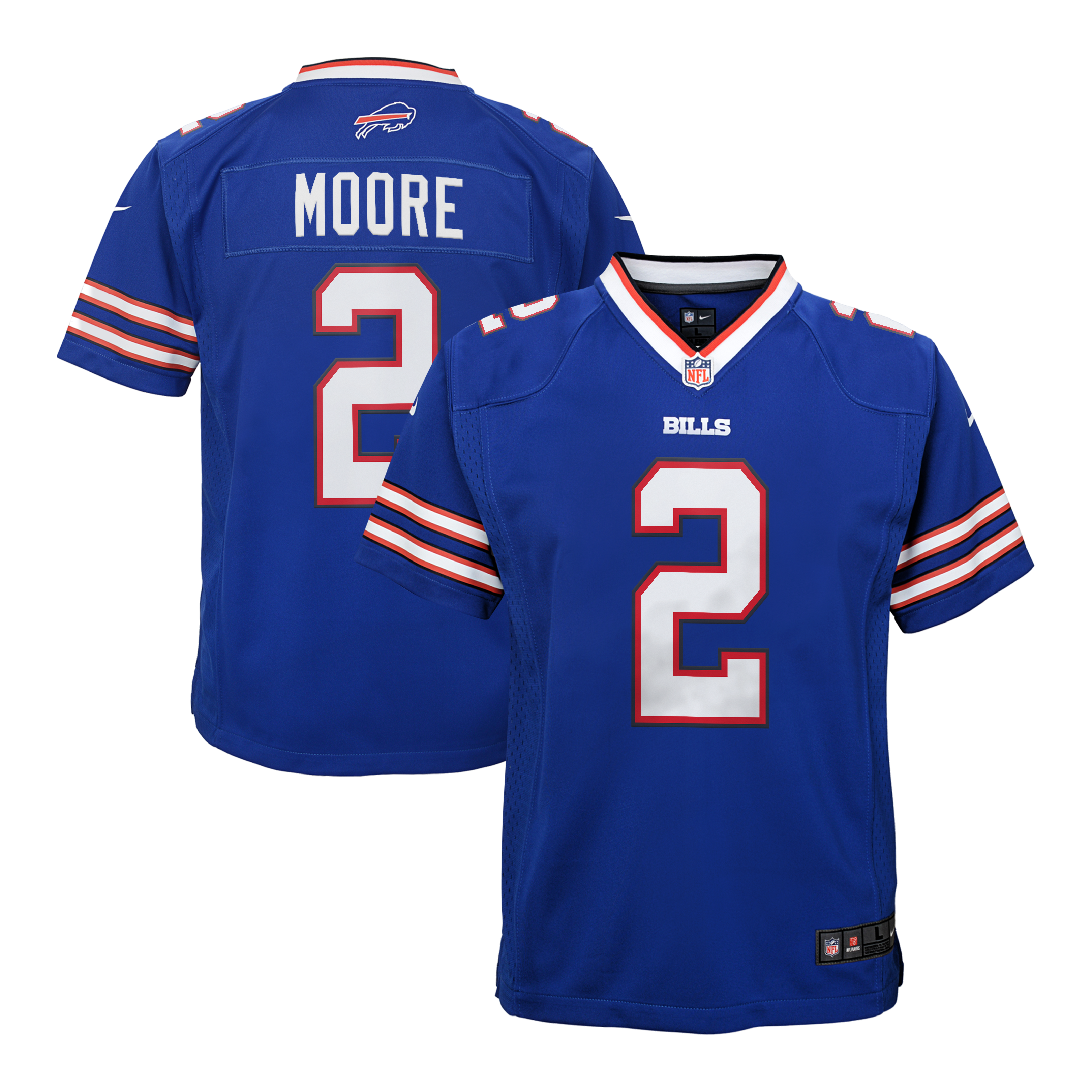 Buffalo Bills Home Game Jersey - D.J. Moore - Youth, , rebel_hi-res
