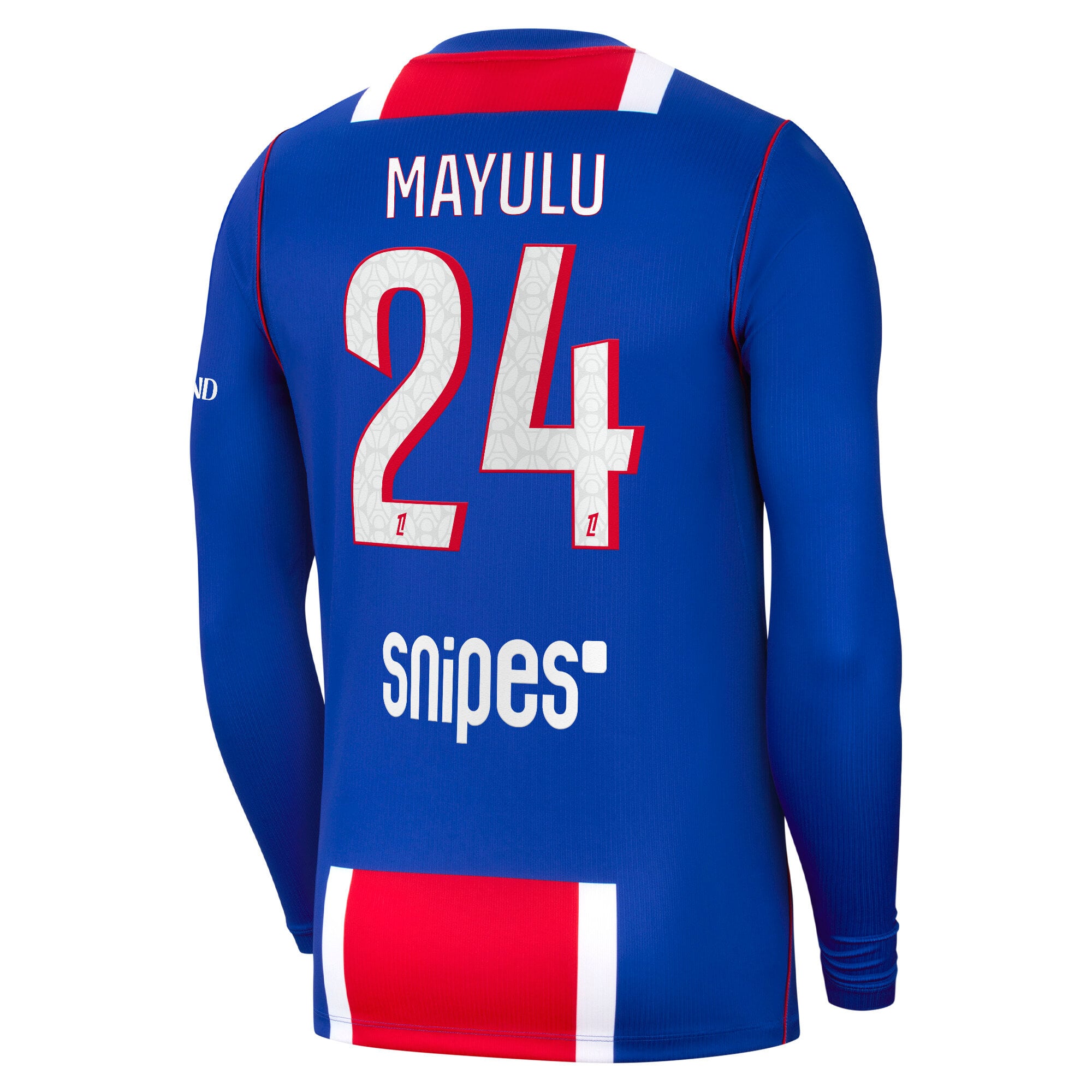 PSG Nike Home Stadium Long Sleeve Shirt 2026-27 with Mayulu 24 printing, , rebel_hi-res