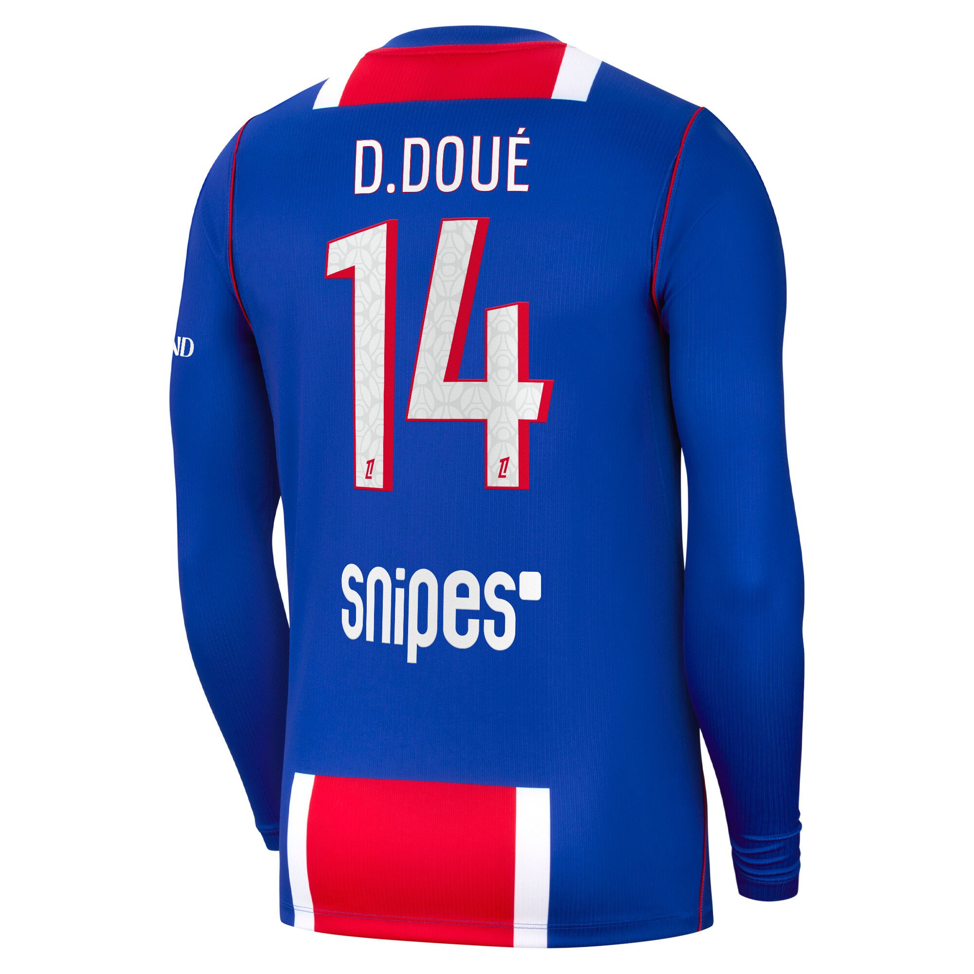 PSG Nike Home Stadium Long Sleeve Shirt 2026-27 with D.Dou&eacute; 14 printing, , rebel_hi-res