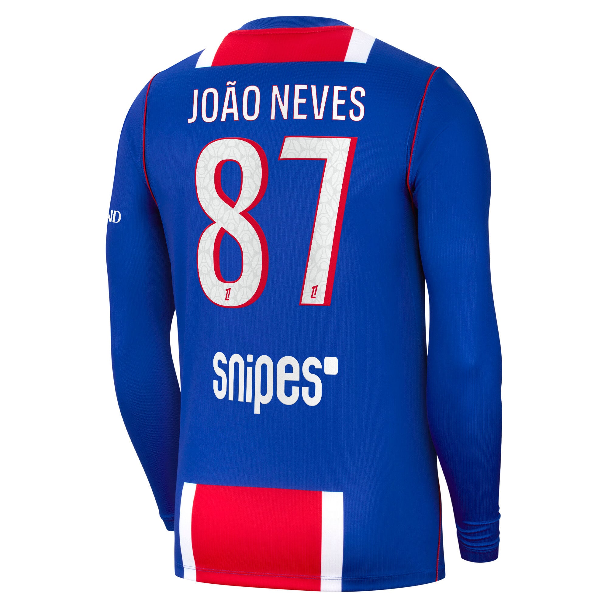 PSG Nike Home Stadium Long Sleeve Shirt 2026-27 with Jo&atilde;o Neves 87 printing, , rebel_hi-res