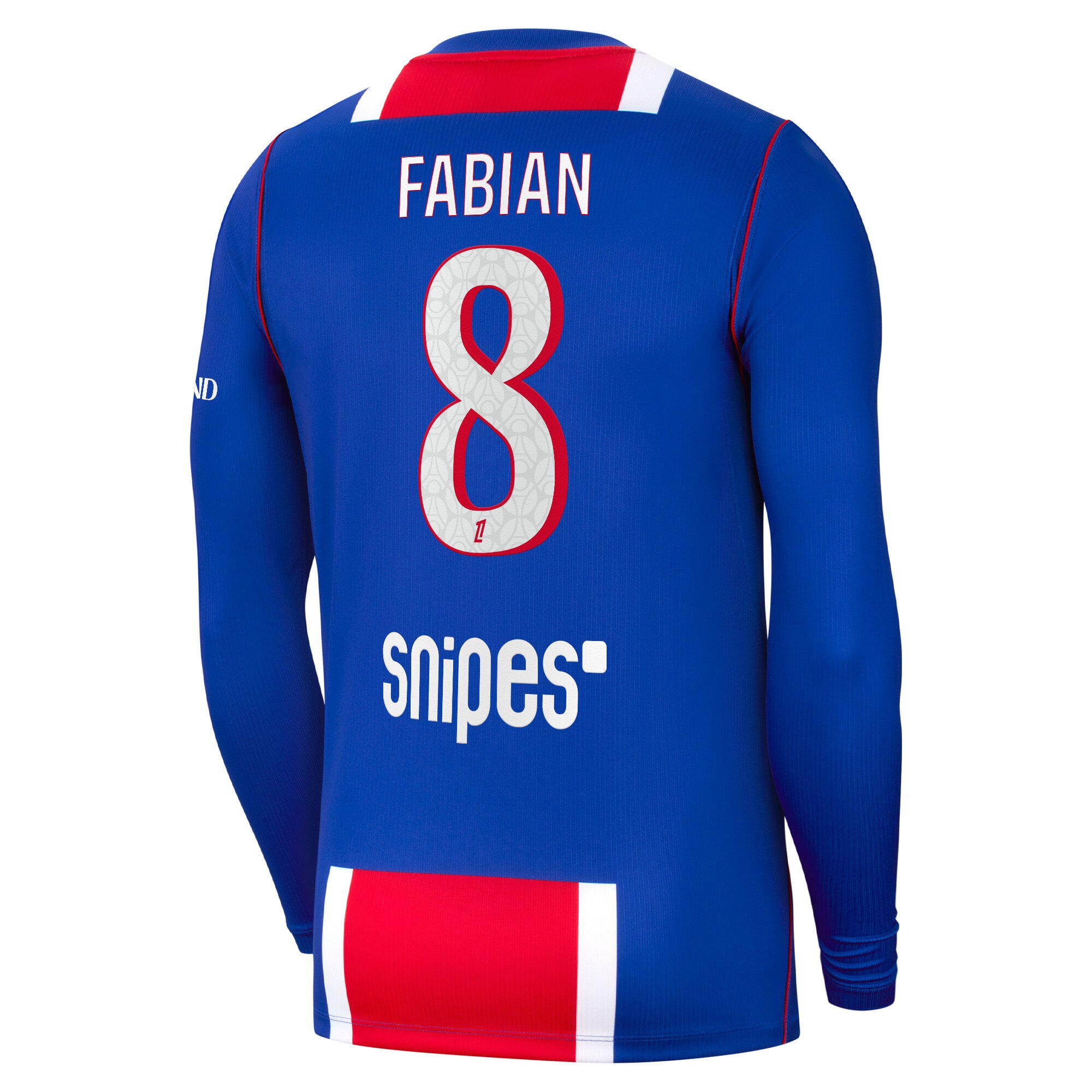 PSG Nike Home Stadium Long Sleeve Shirt 2026-27 with Fabian 8 printing, , rebel_hi-res