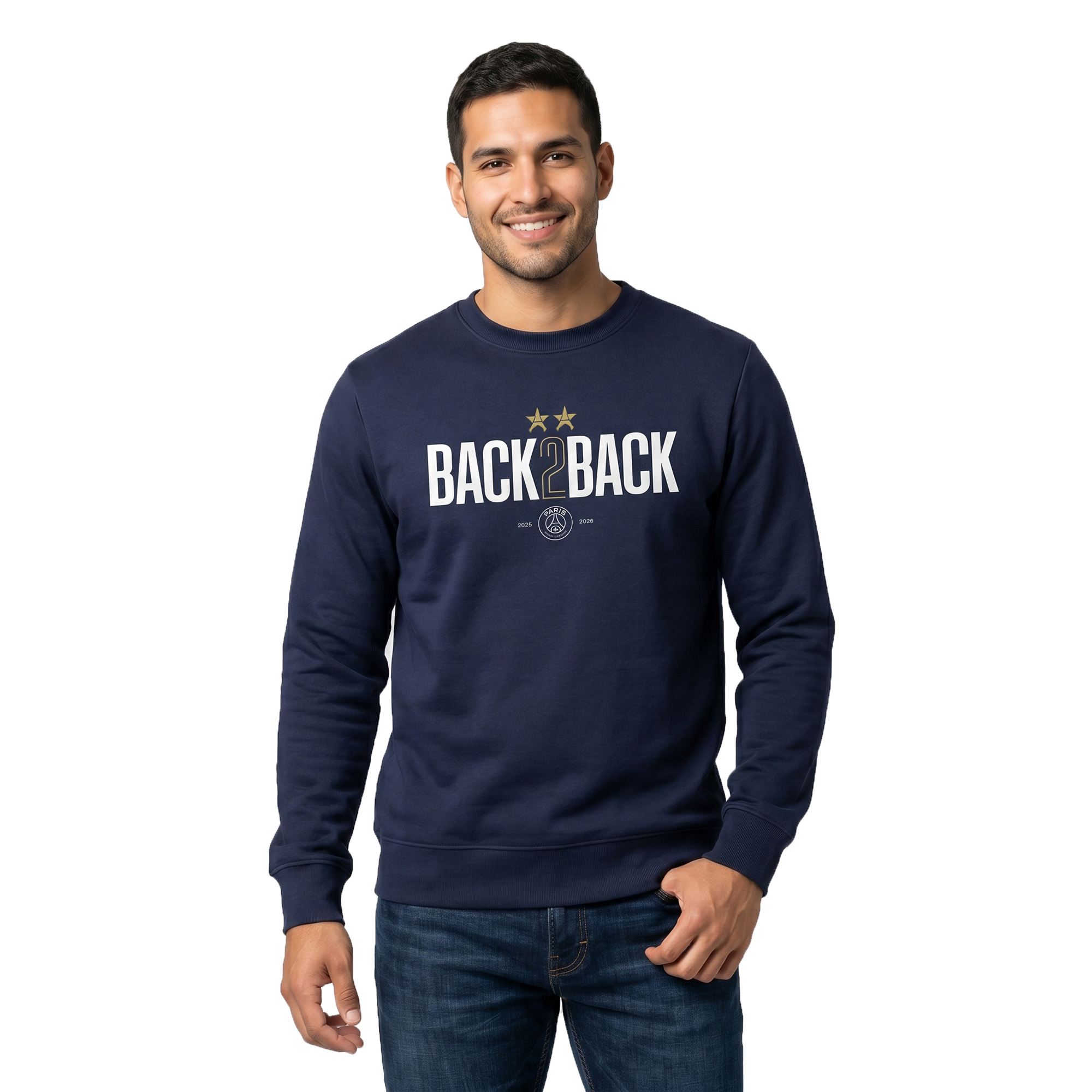 PSG Winner Back to Back 2 Star Graphic Crew Sweat - Navy, , rebel_hi-res