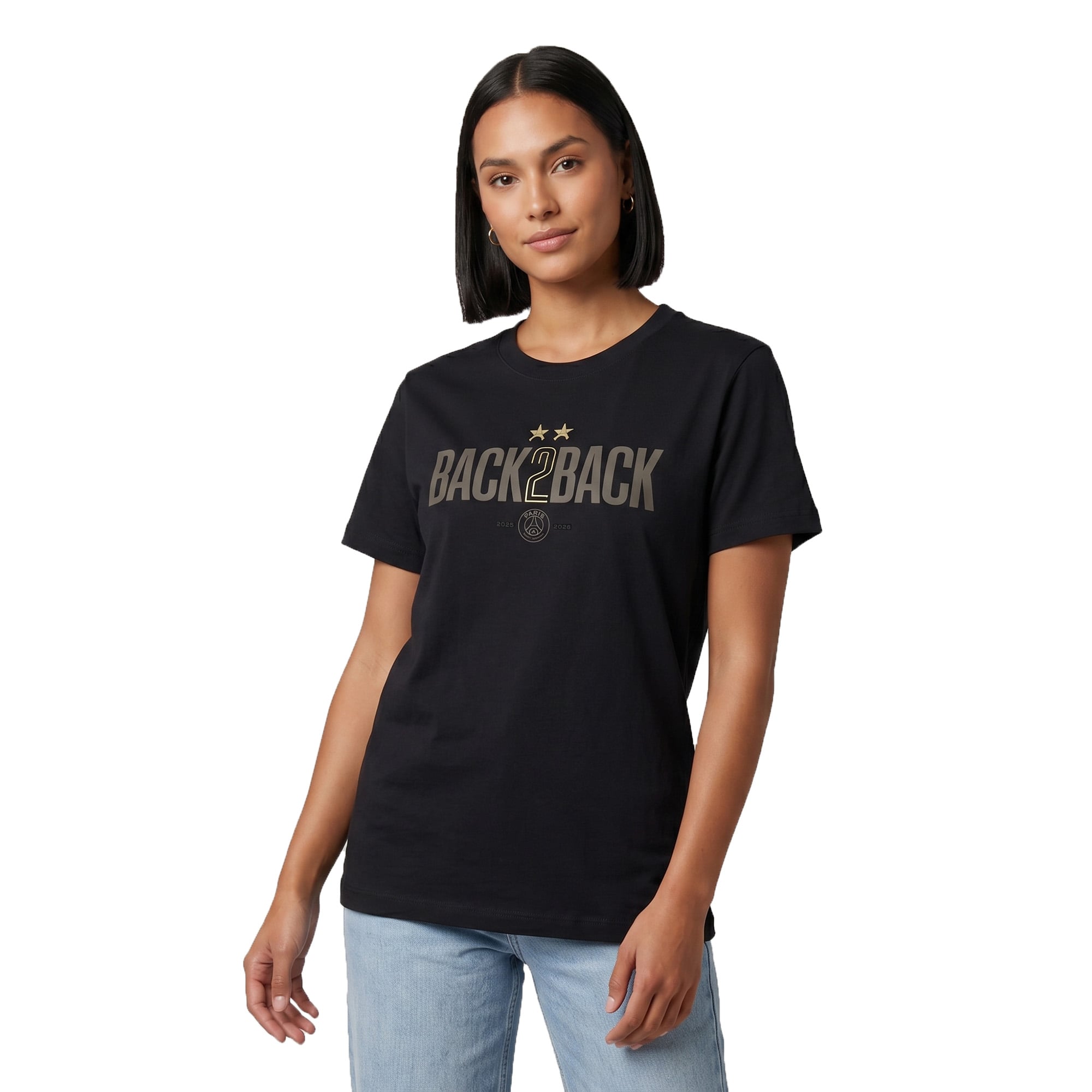 PSG Winner Back to Back 2 Star T-shirt - Black - Womens