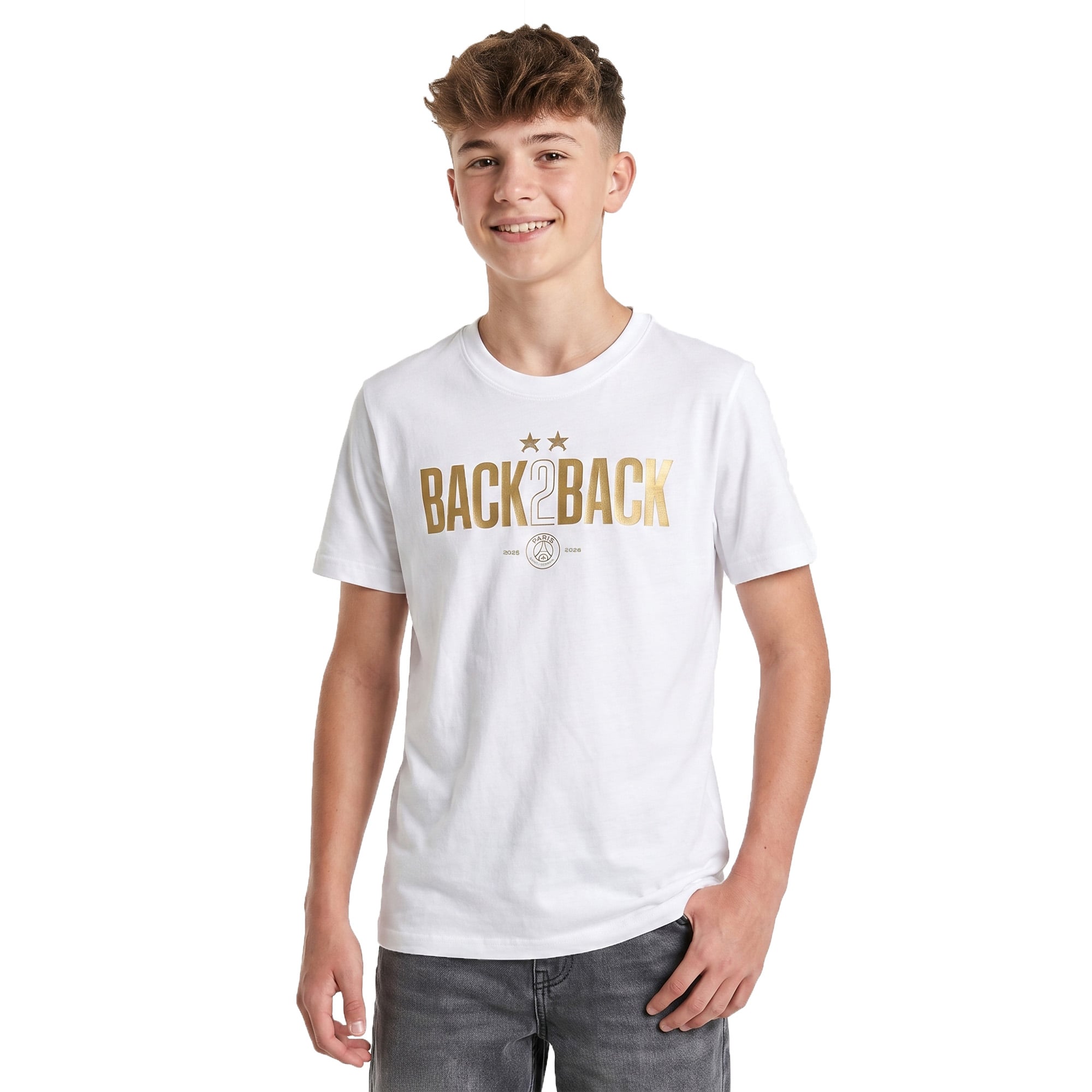 PSG Winner Back to Back 2 Star T-shirt - White - Kids, , rebel_hi-res