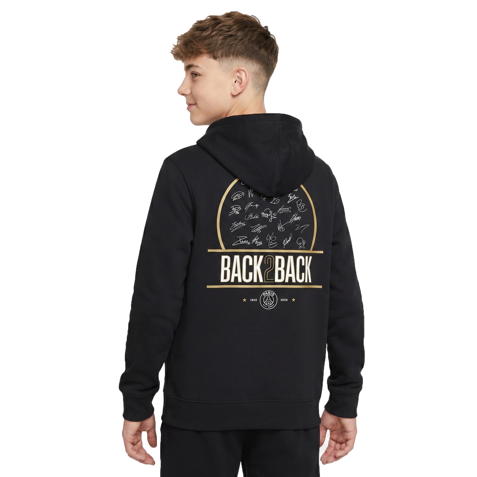 PSG European Champions Signature Roster Graphic Hoodie - Black - Kids, , rebel_hi-res