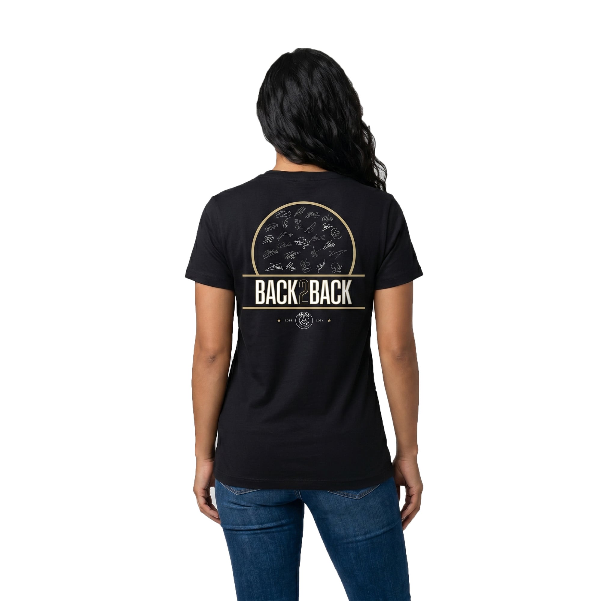 PSG European Champions Signature Roster Graphic T-Shirt - Black - Womens, , rebel_hi-res