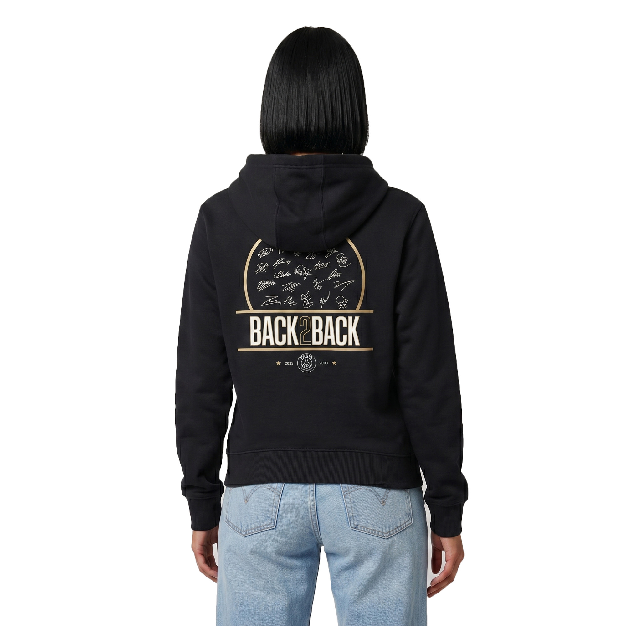 PSG European Champions Signature Roster Graphic Hoodie - Black - Womens, , rebel_hi-res