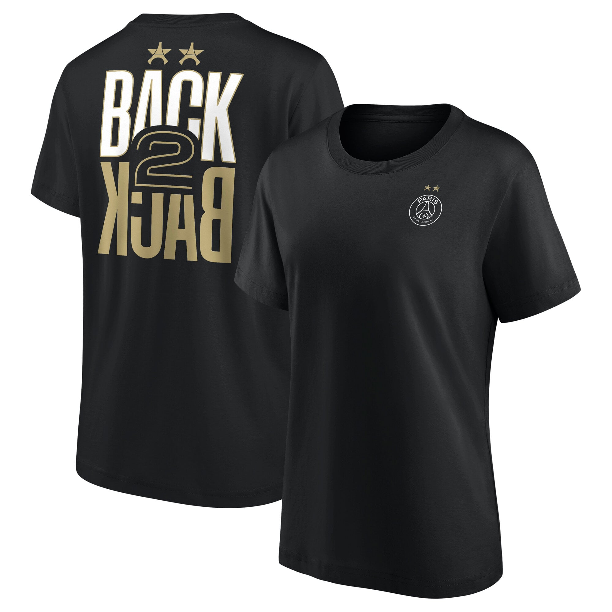 PSG Big Logo Back to Back Crest T-Shirt - Black - Womens