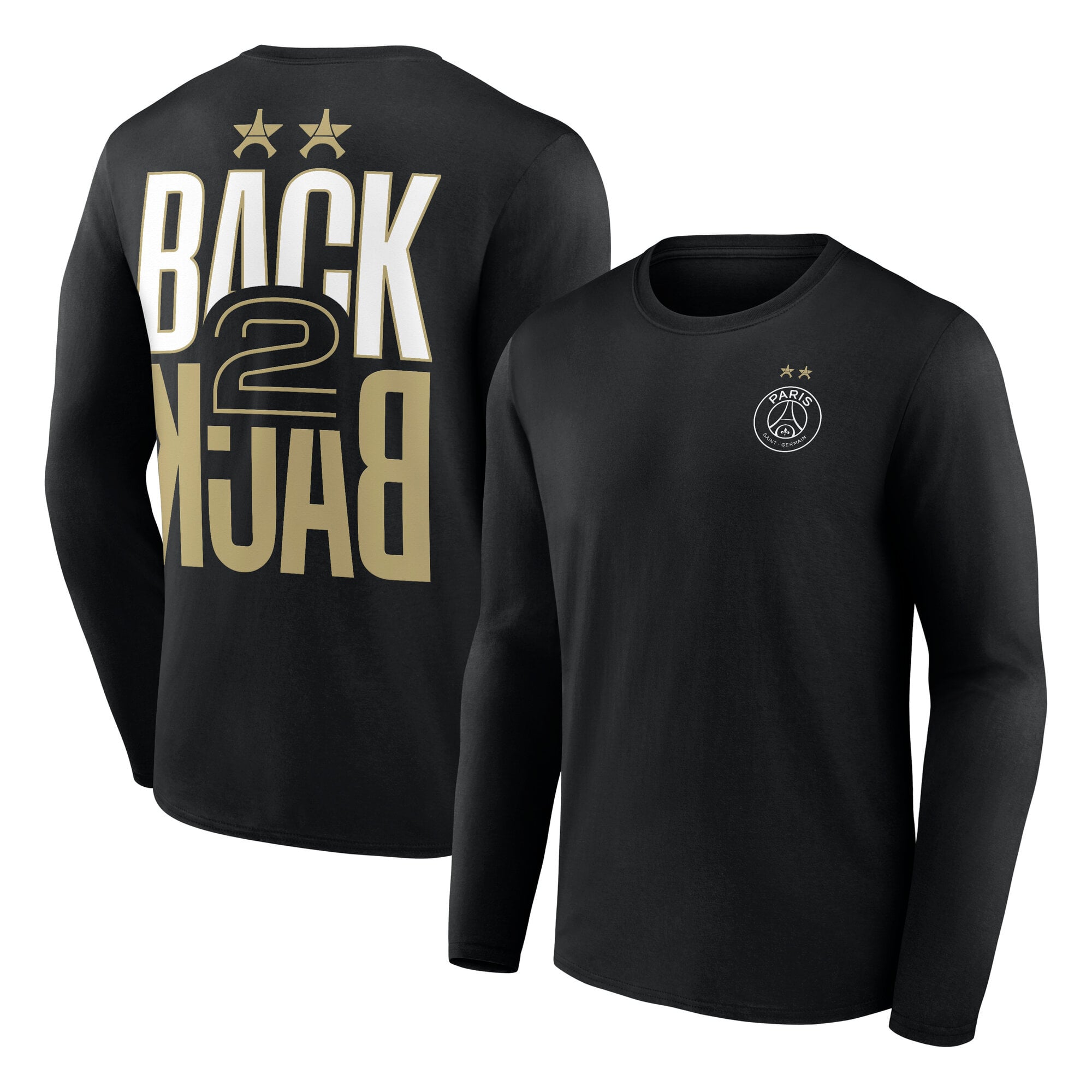 PSG Big Logo Back to Back Crest Long Sleeve T-Shirt - Black
