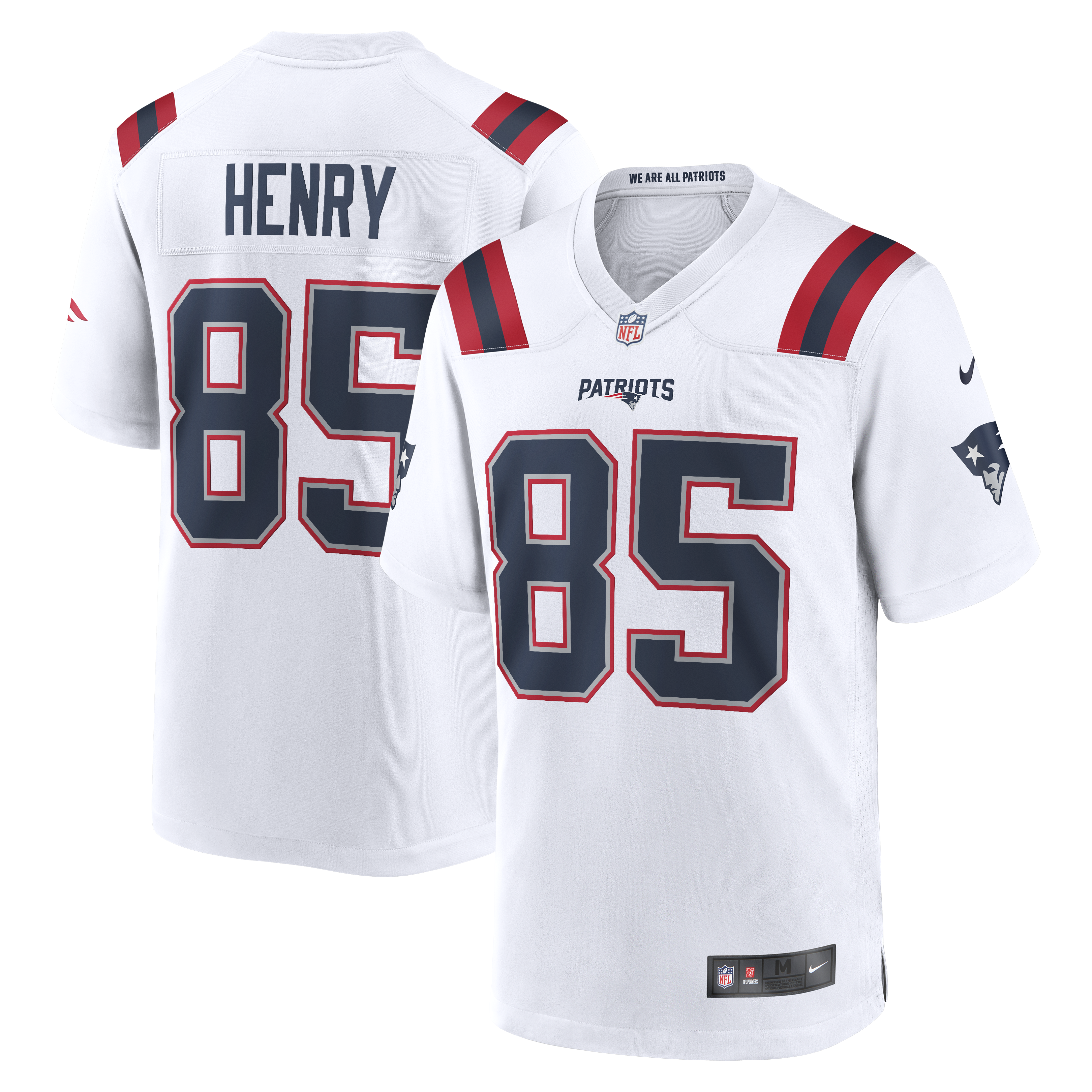 New England Patriots Nike Game Road Jersey - White - Hunter Henry - Mens, , rebel_hi-res