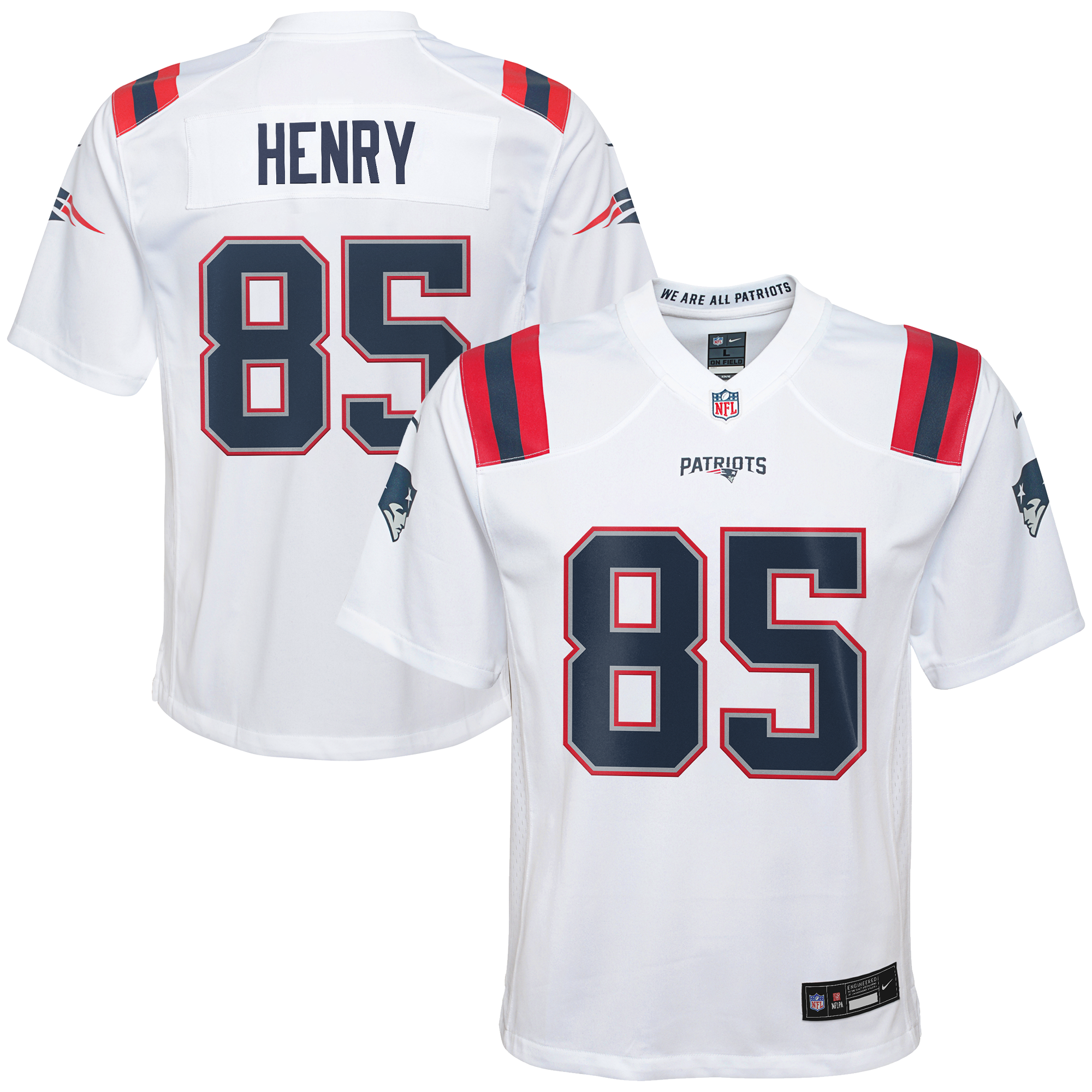 New England Patriots Nike Game Road Jersey - White - Hunter Henry - Youth