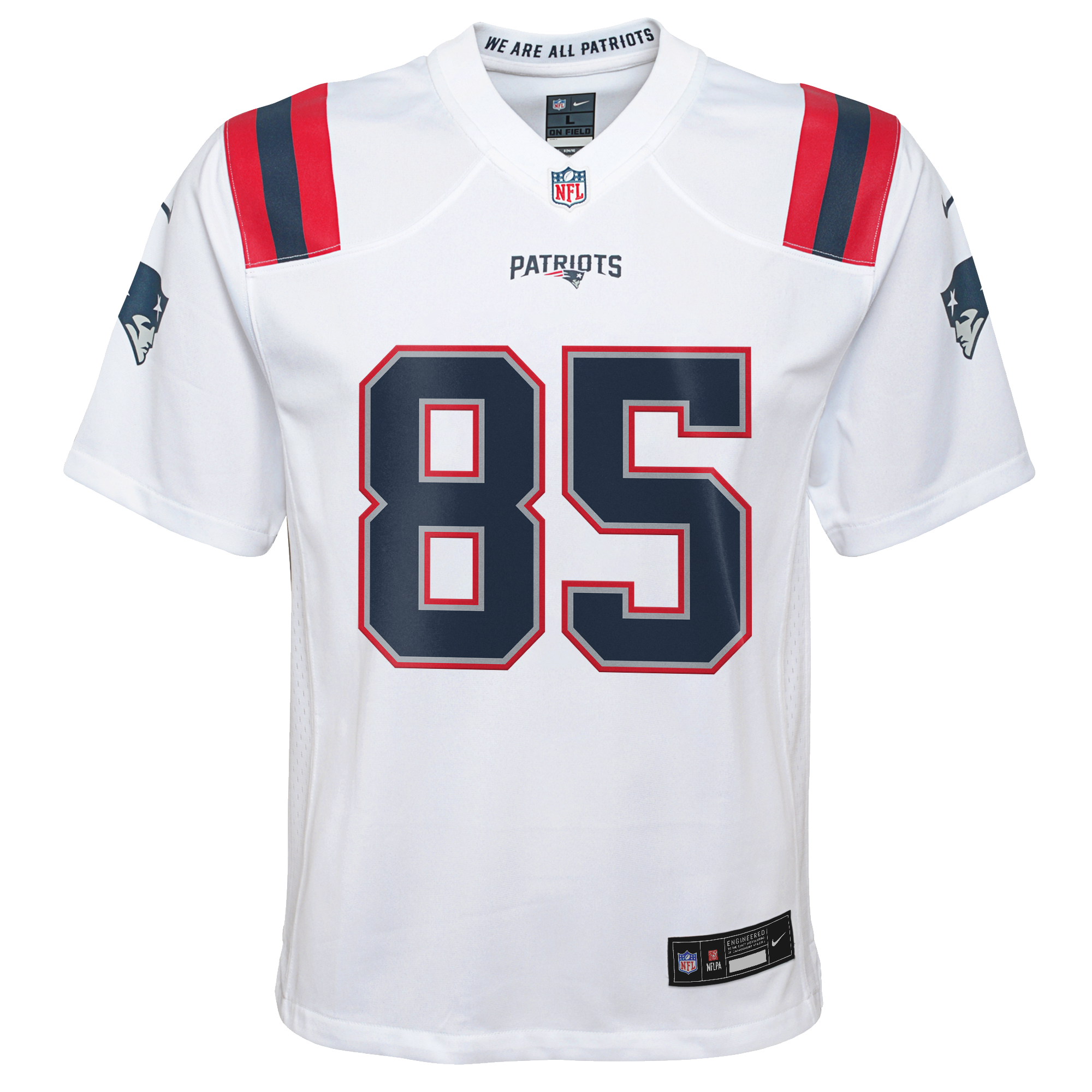 New England Patriots Nike Game Road Jersey - White - Hunter Henry - Youth, , rebel_hi-res