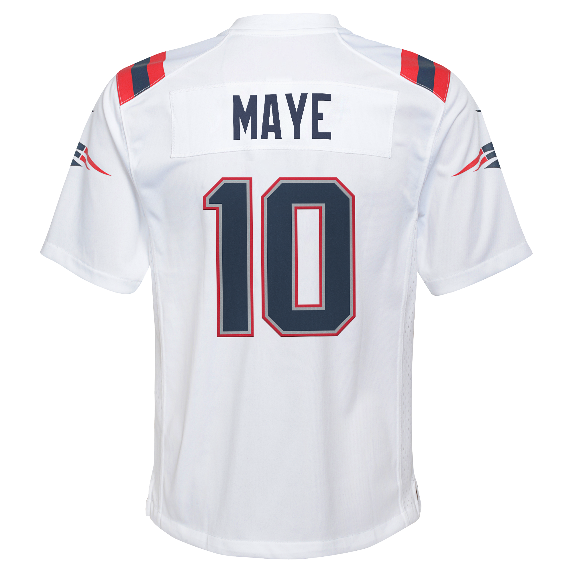 New England Patriots Nike Game Road Jersey - White - Drake Maye - Youth, , rebel_hi-res